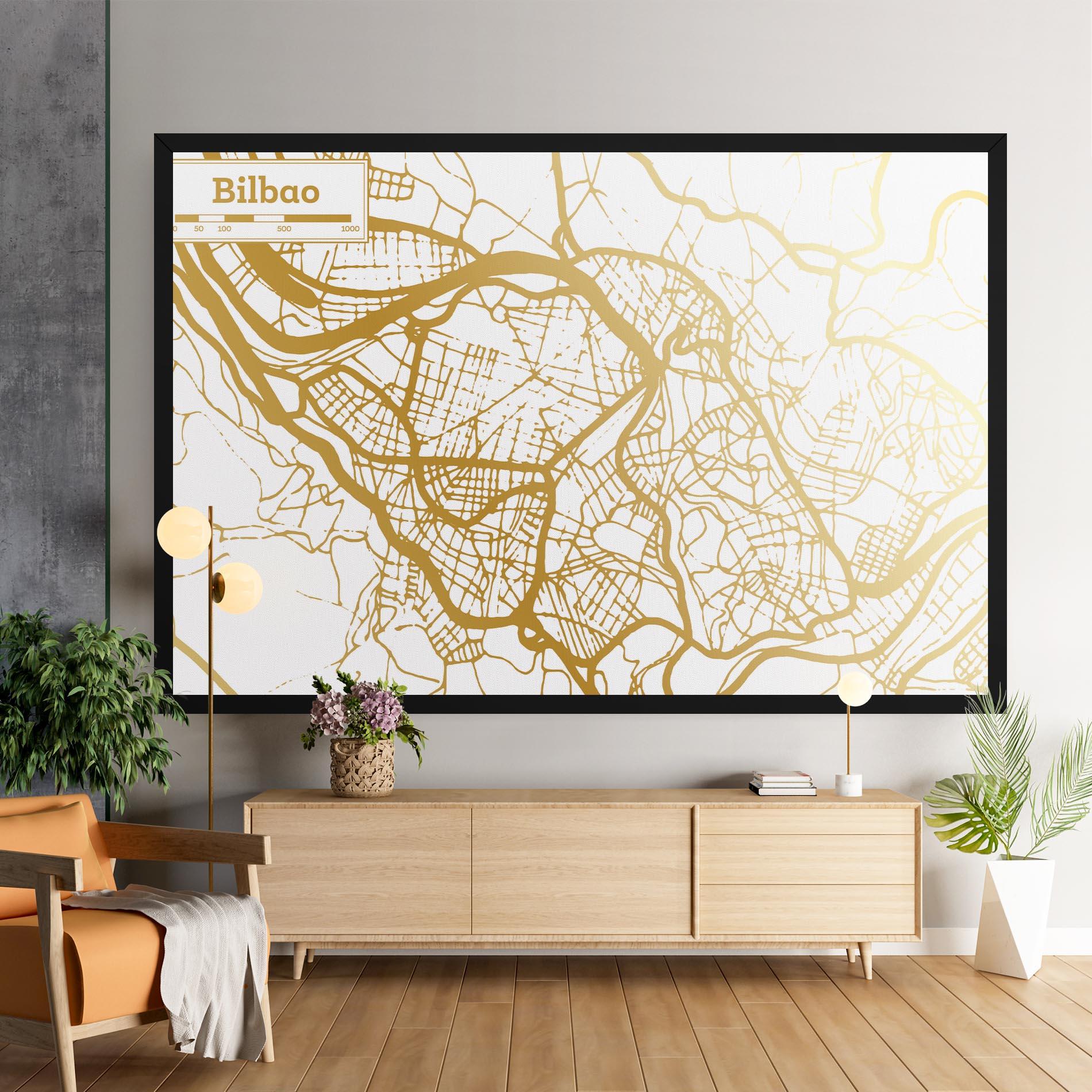 Leinwandbild Bilbao Gold Map mockup 9