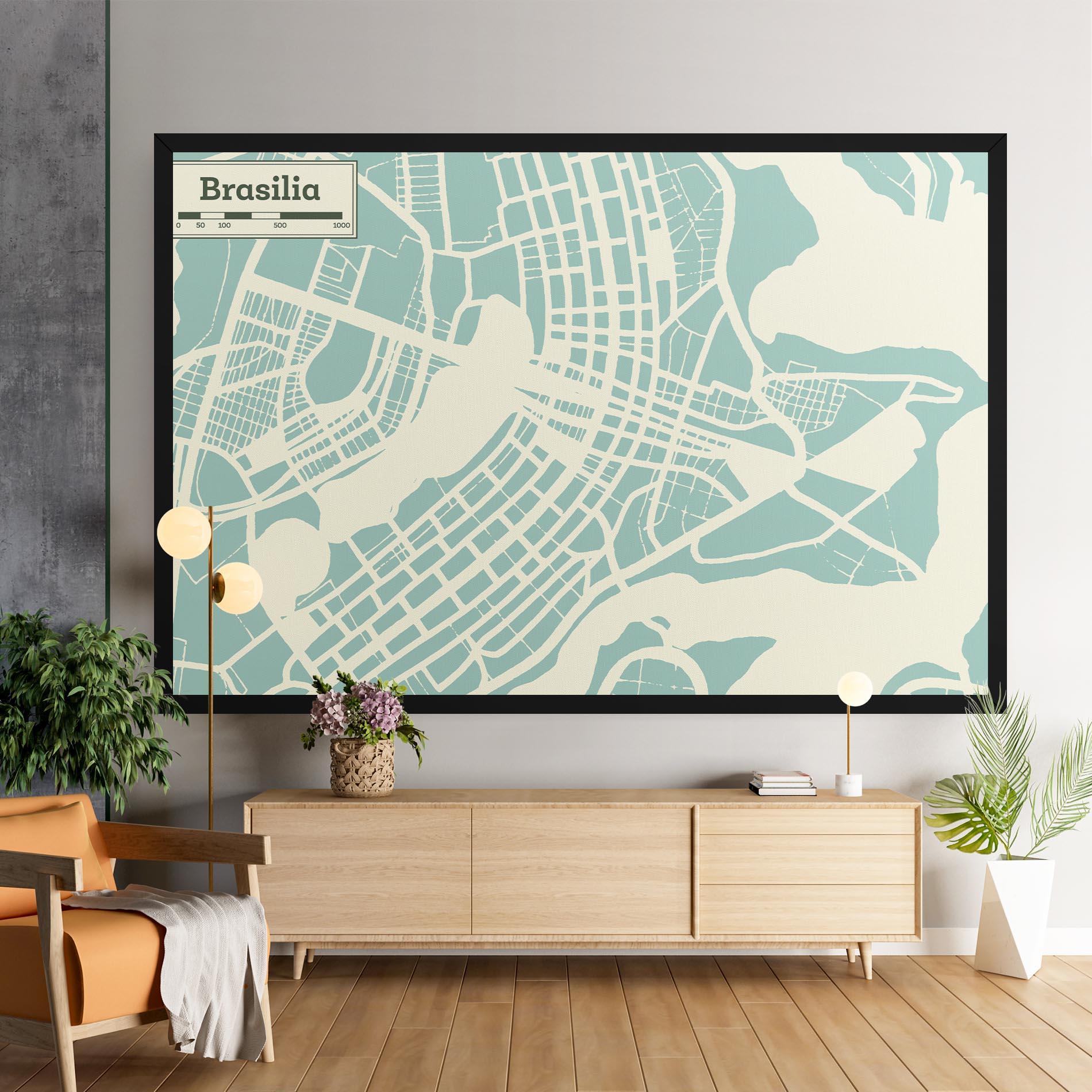 Leinwandbild Brasilia Map mockup 9