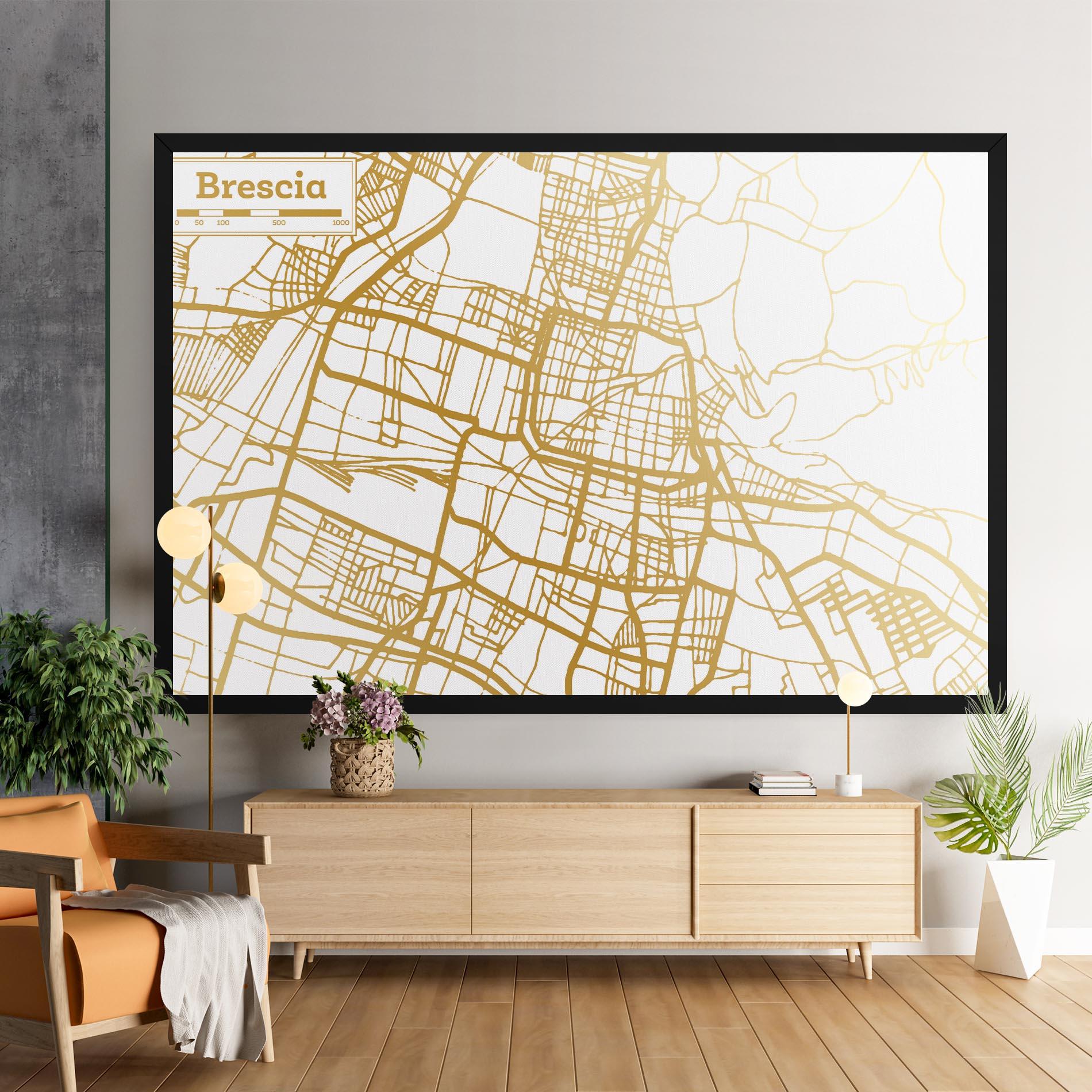 Leinwandbild Brescia Gold Map mockup 9