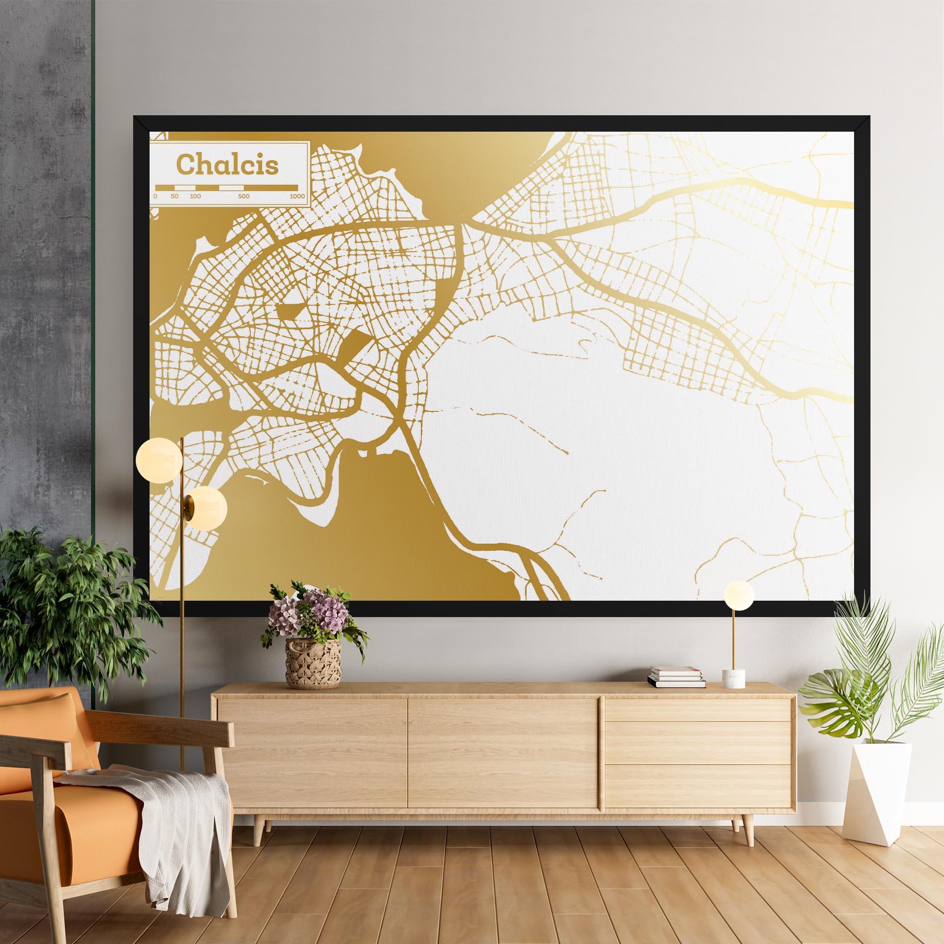 Leinwandbild Chalcis Gold Map mockup 9