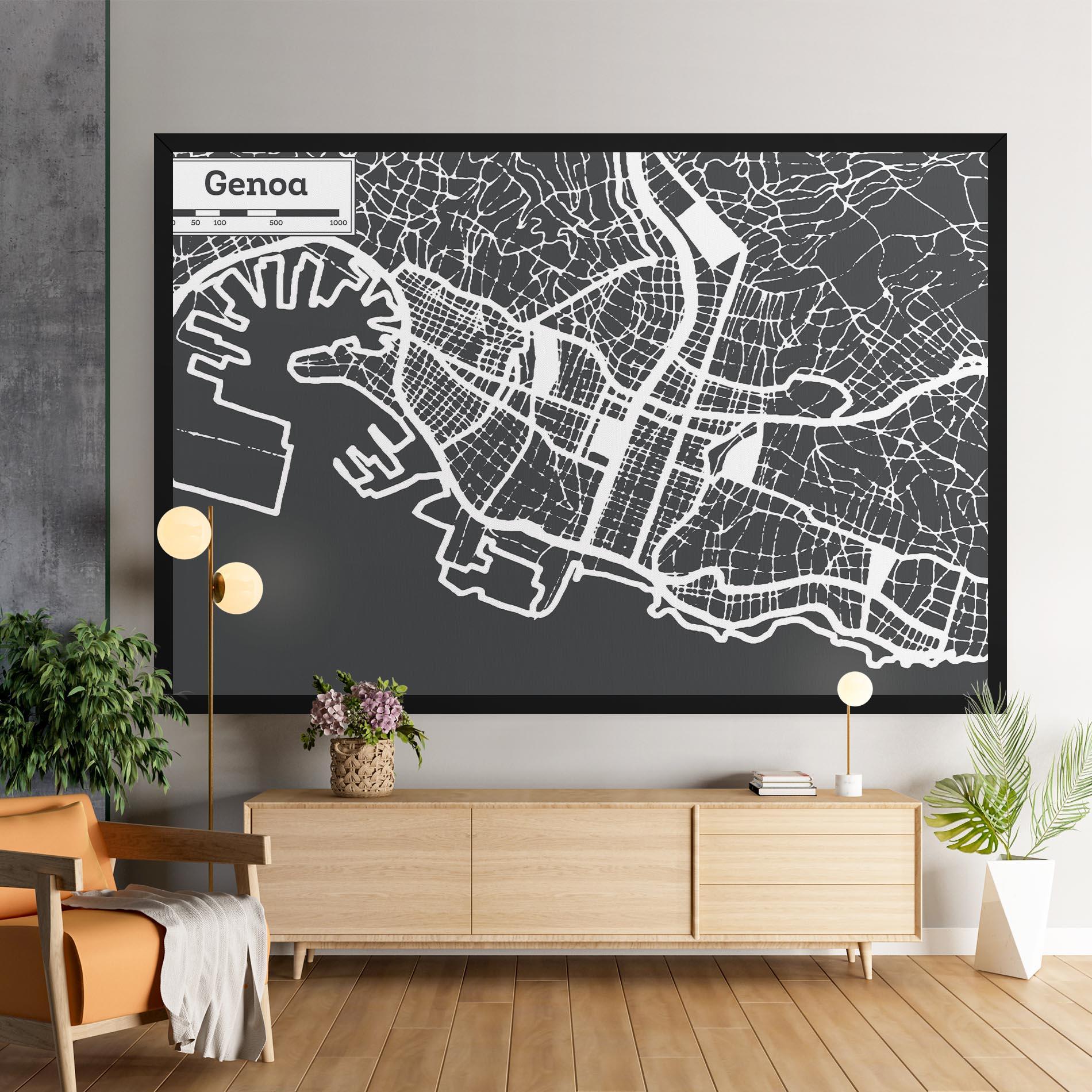 Leinwandbild Genoa Map mockup 9