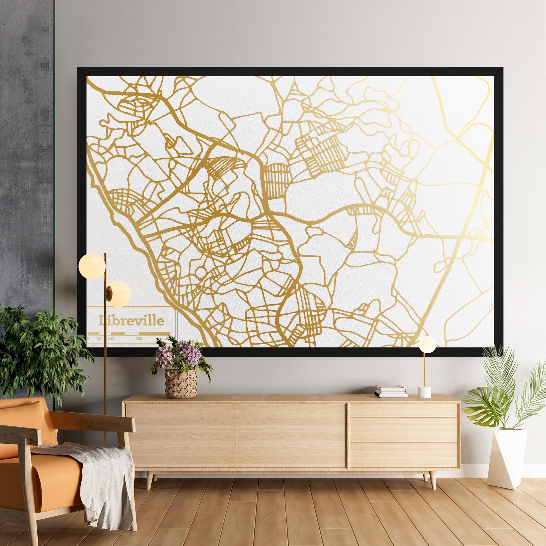 Leinwandbild Libreville Gold Map mockup 9