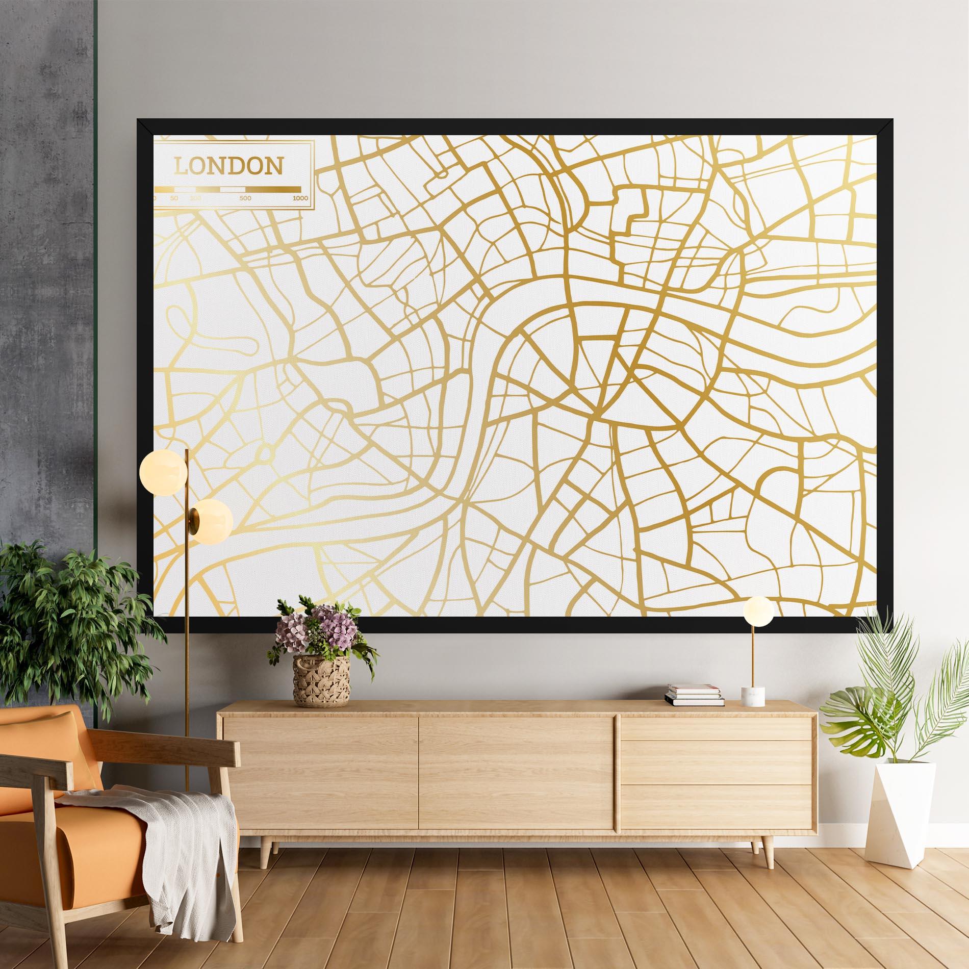 Leinwandbild London Gold Map mockup 9