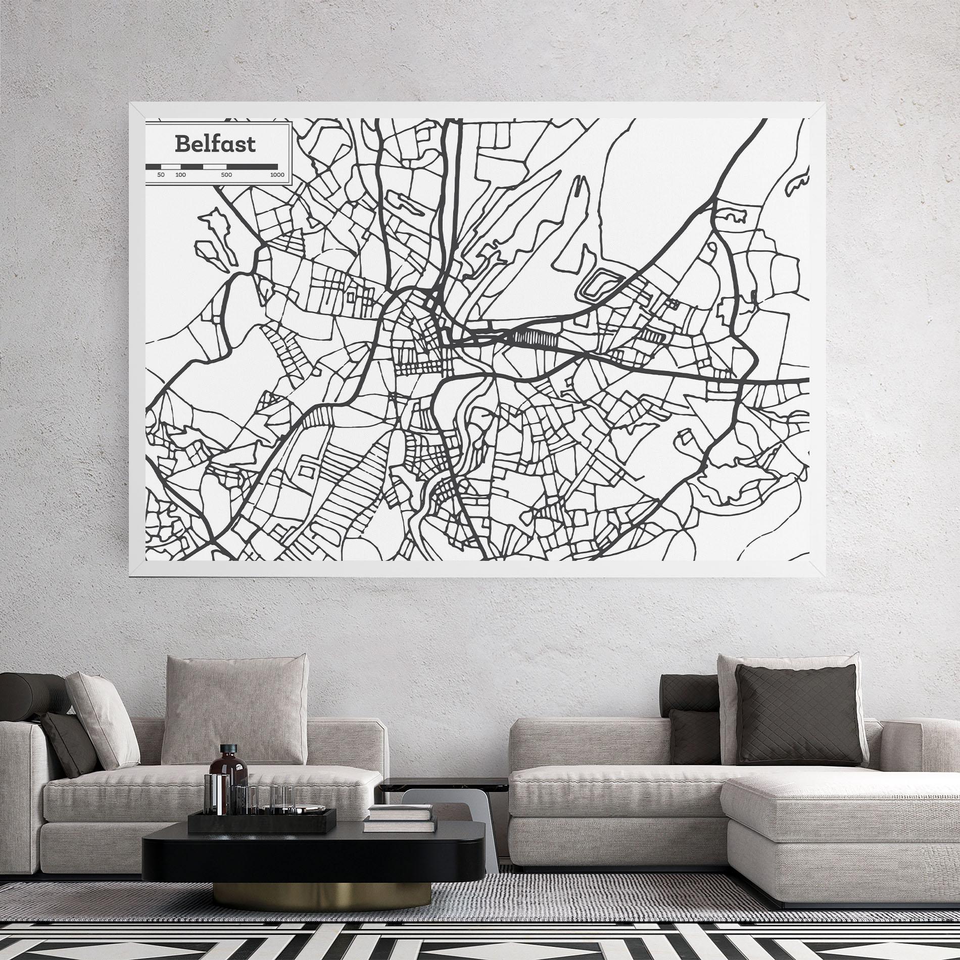 Leinwandbild Belfast Map mockup 2
