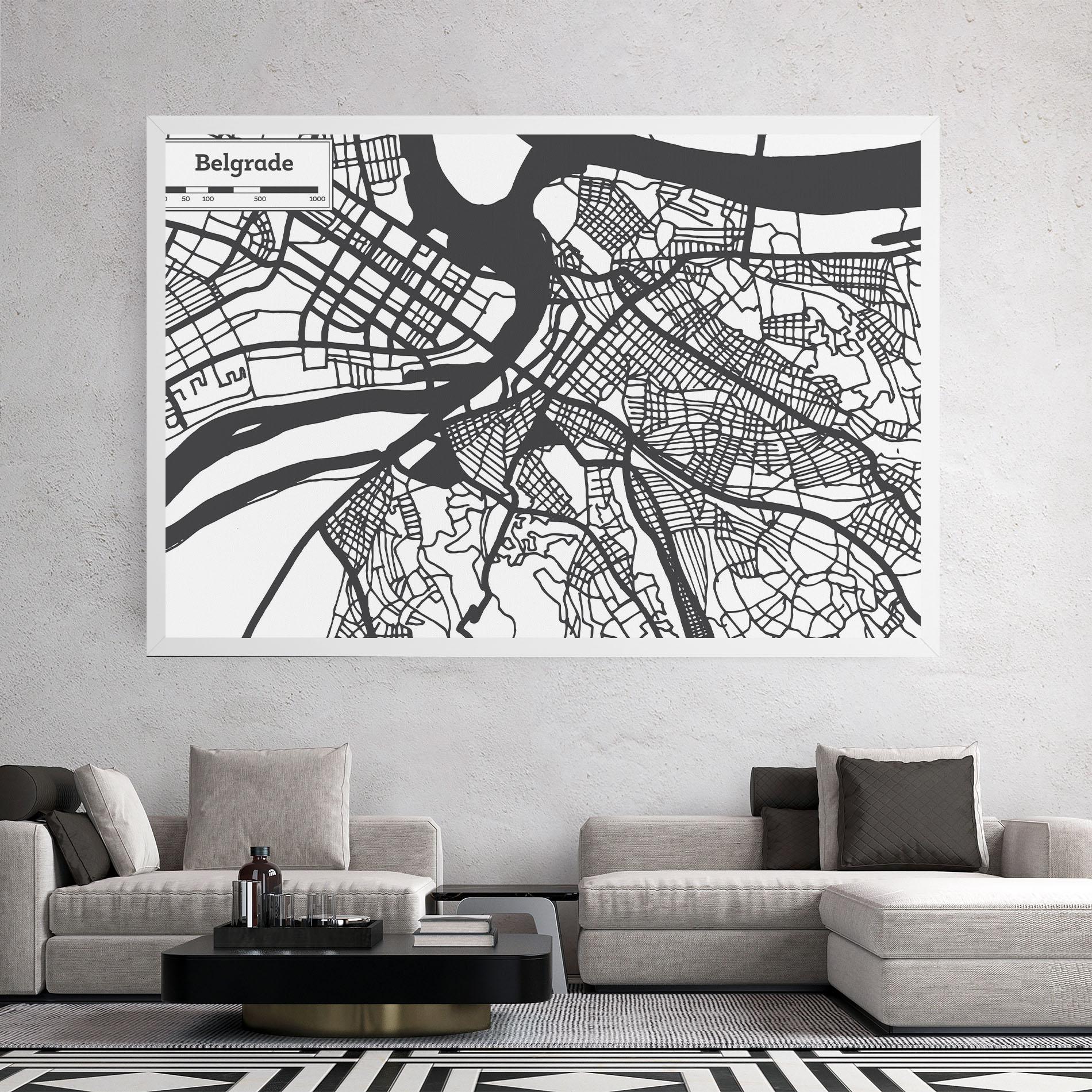 Leinwandbild Belgrade Map mockup 2