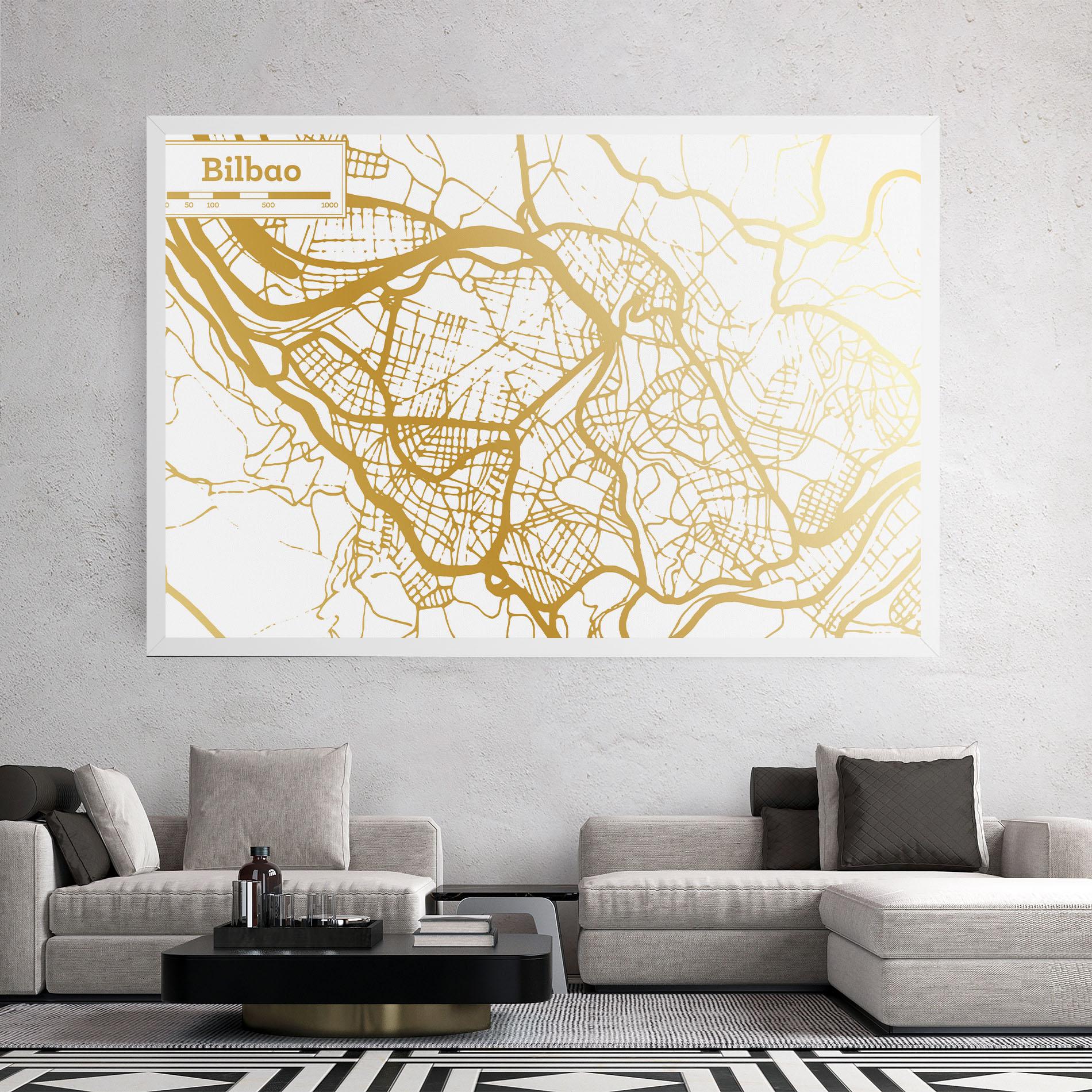 Leinwandbild Bilbao Gold Map mockup 2
