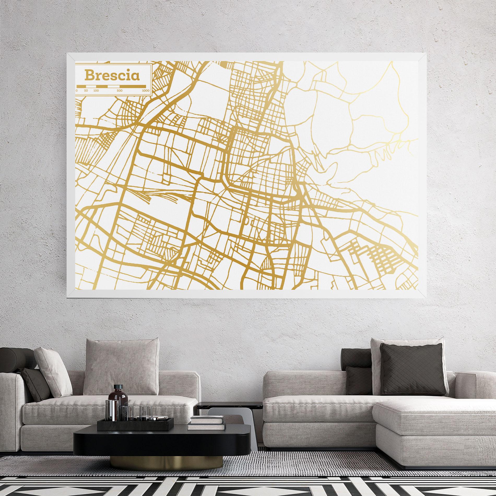 Leinwandbild Brescia Gold Map mockup 2