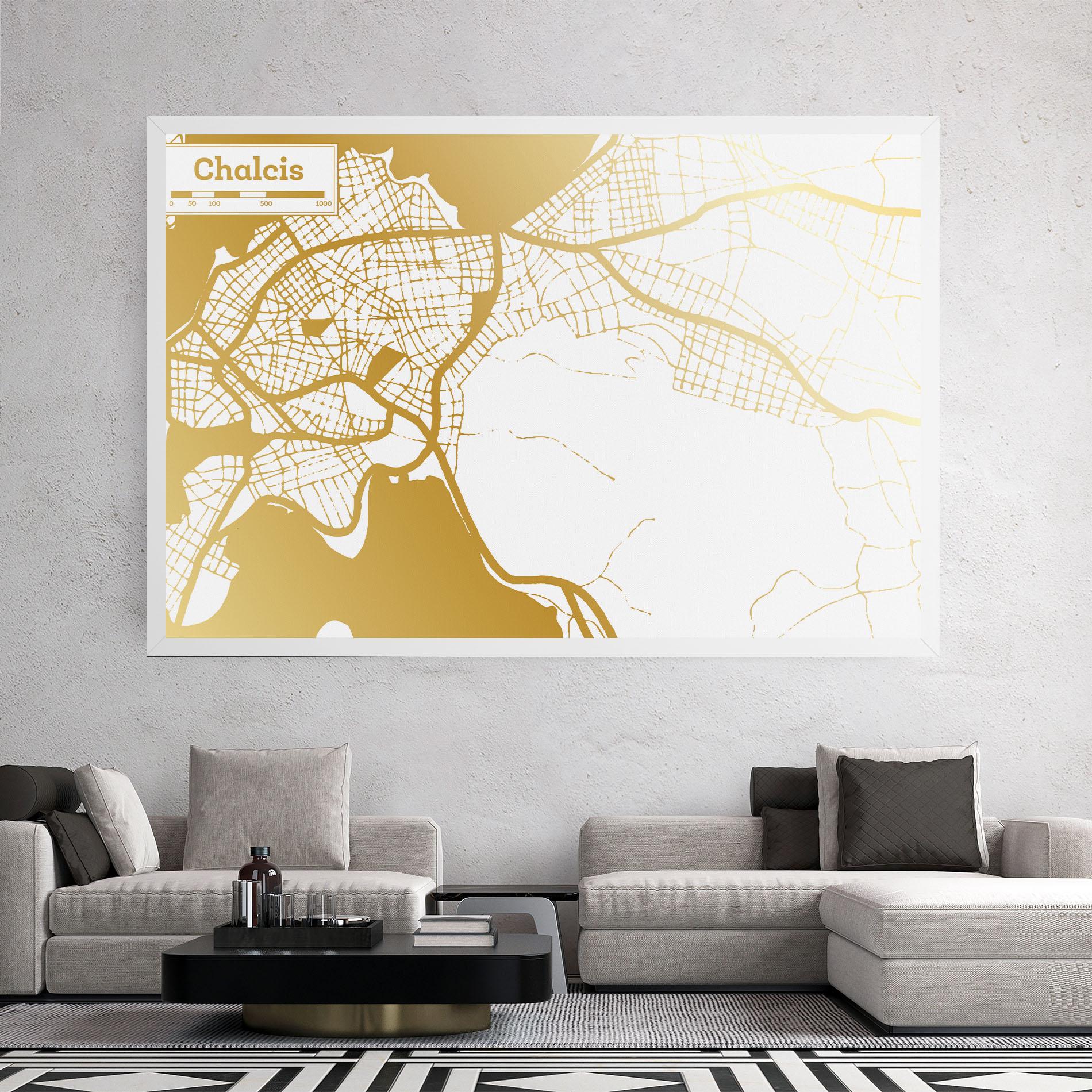 Leinwandbild Chalcis Gold Map mockup 2