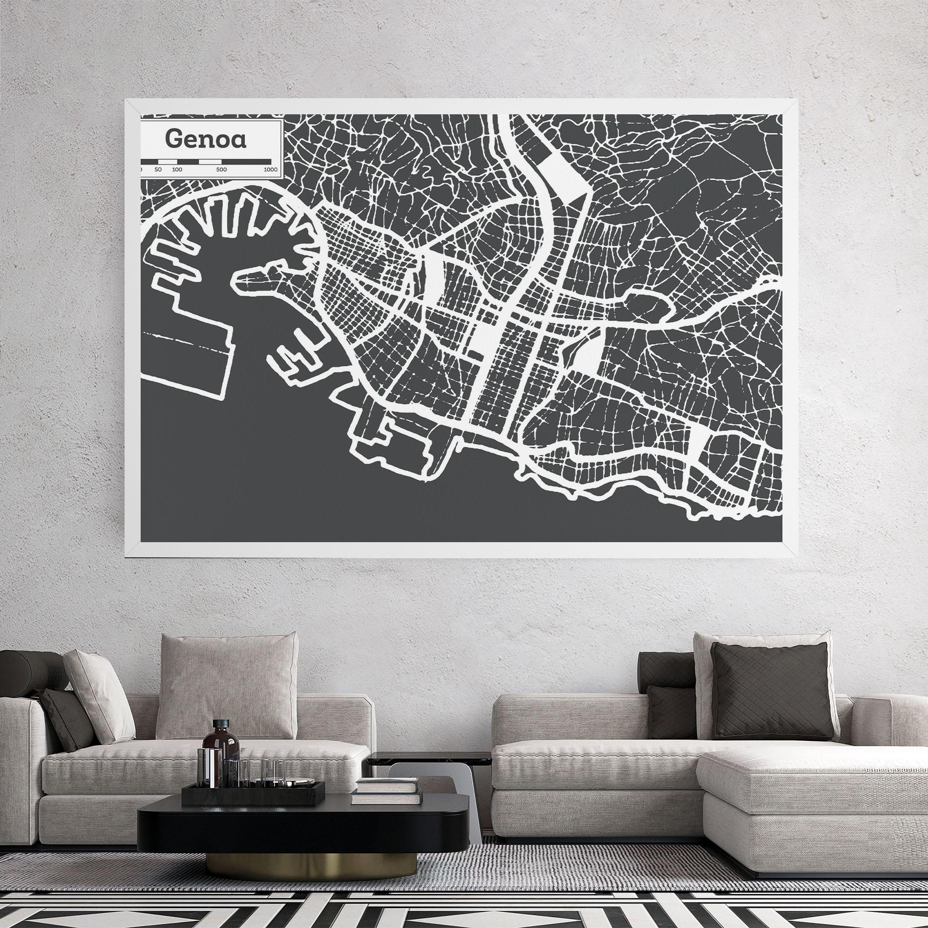 Leinwandbild Genoa Map mockup 2