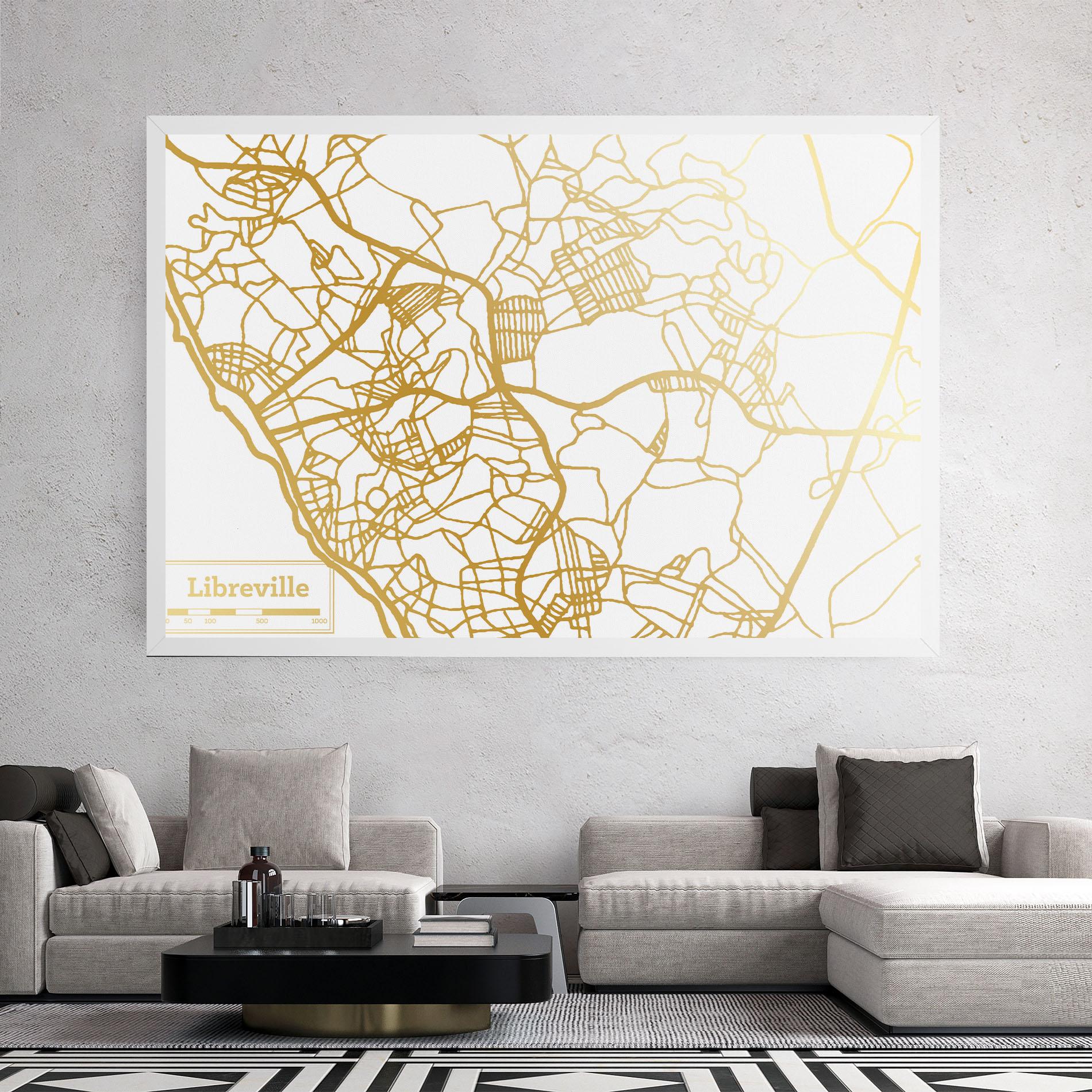 Leinwandbild Libreville Gold Map mockup 2