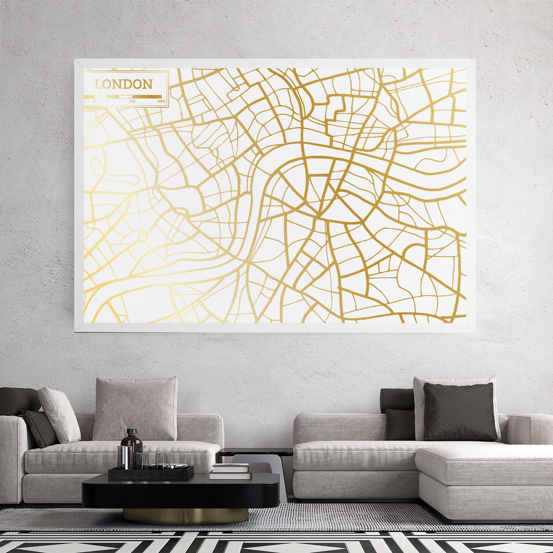 Leinwandbild London Gold Map mockup 2