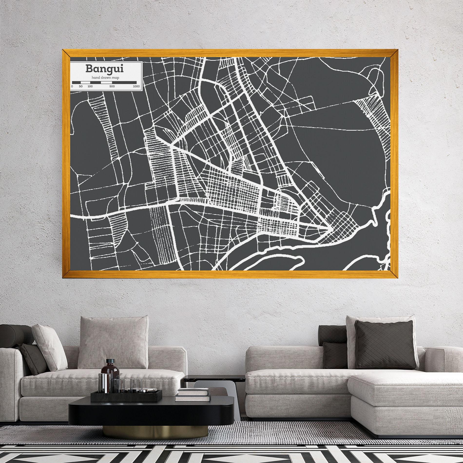 Leinwandbild Bangui Map mockup 2