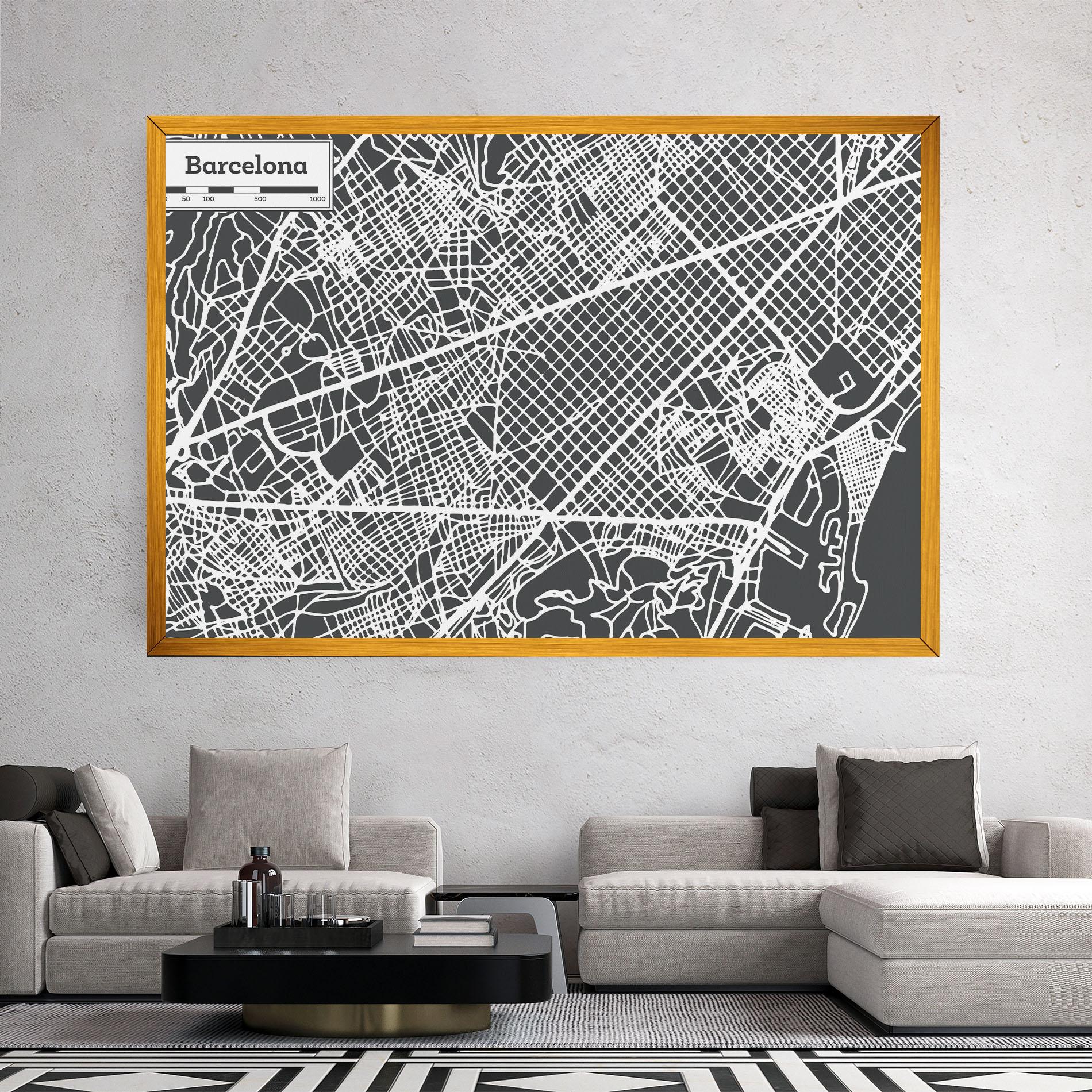 Leinwandbild Barcelona Map mockup 2