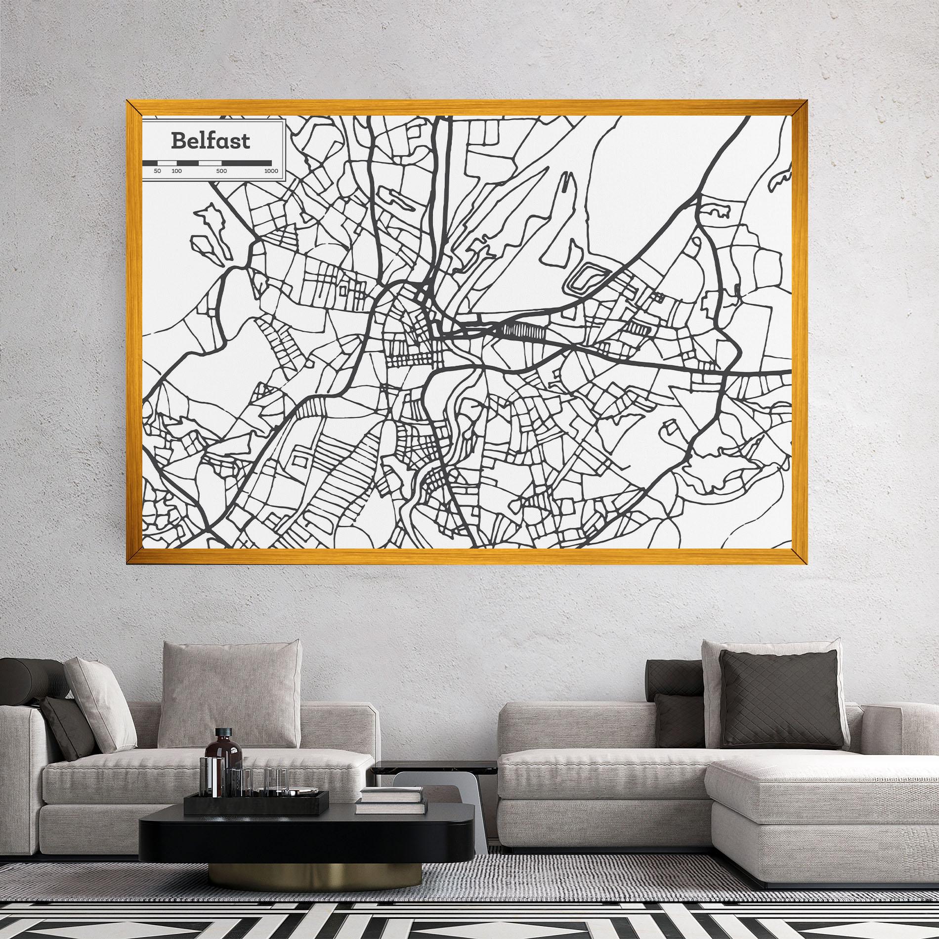 Leinwandbild Belfast Map mockup 2
