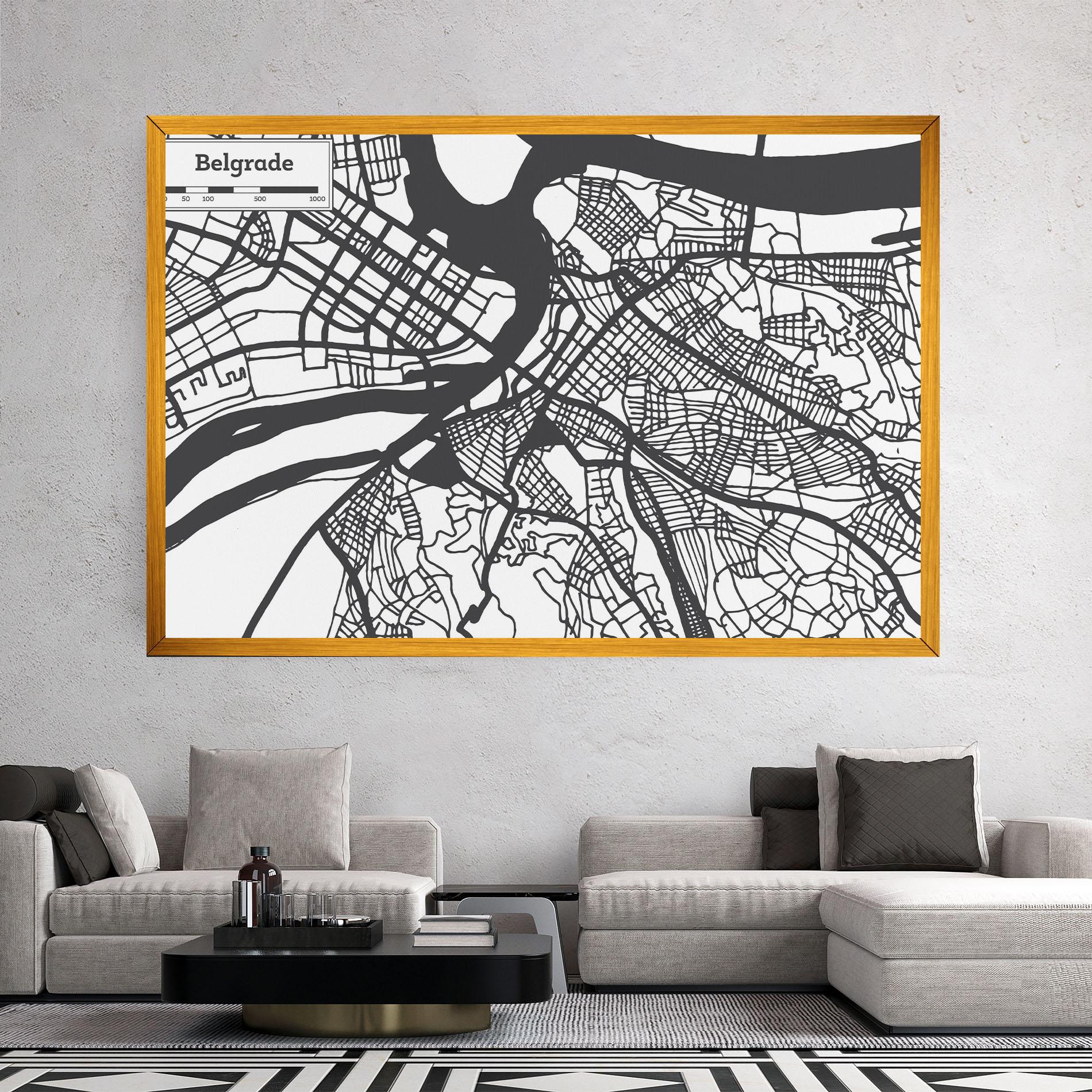 Leinwandbild Belgrade Map mockup 2