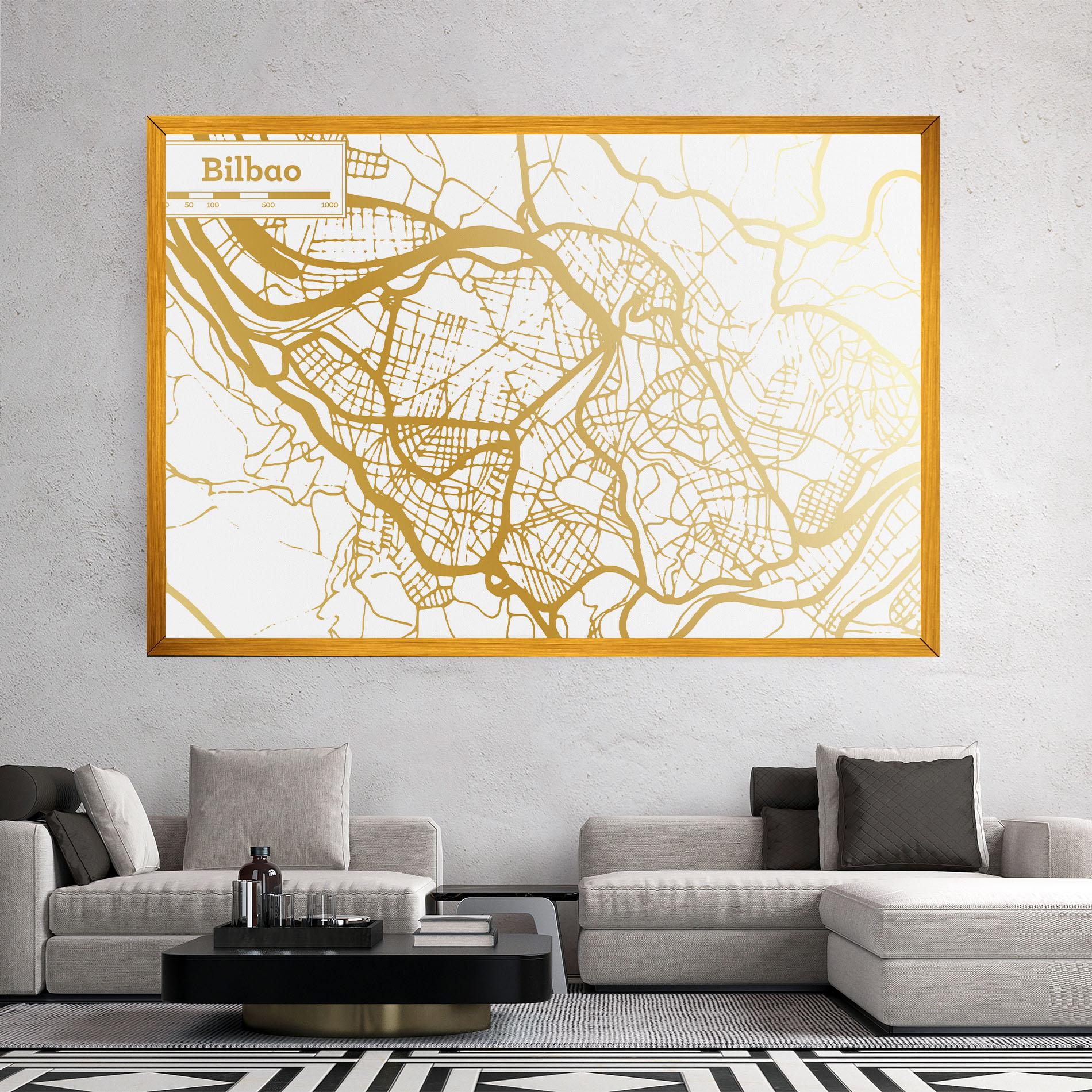 Leinwandbild Bilbao Gold Map mockup 2
