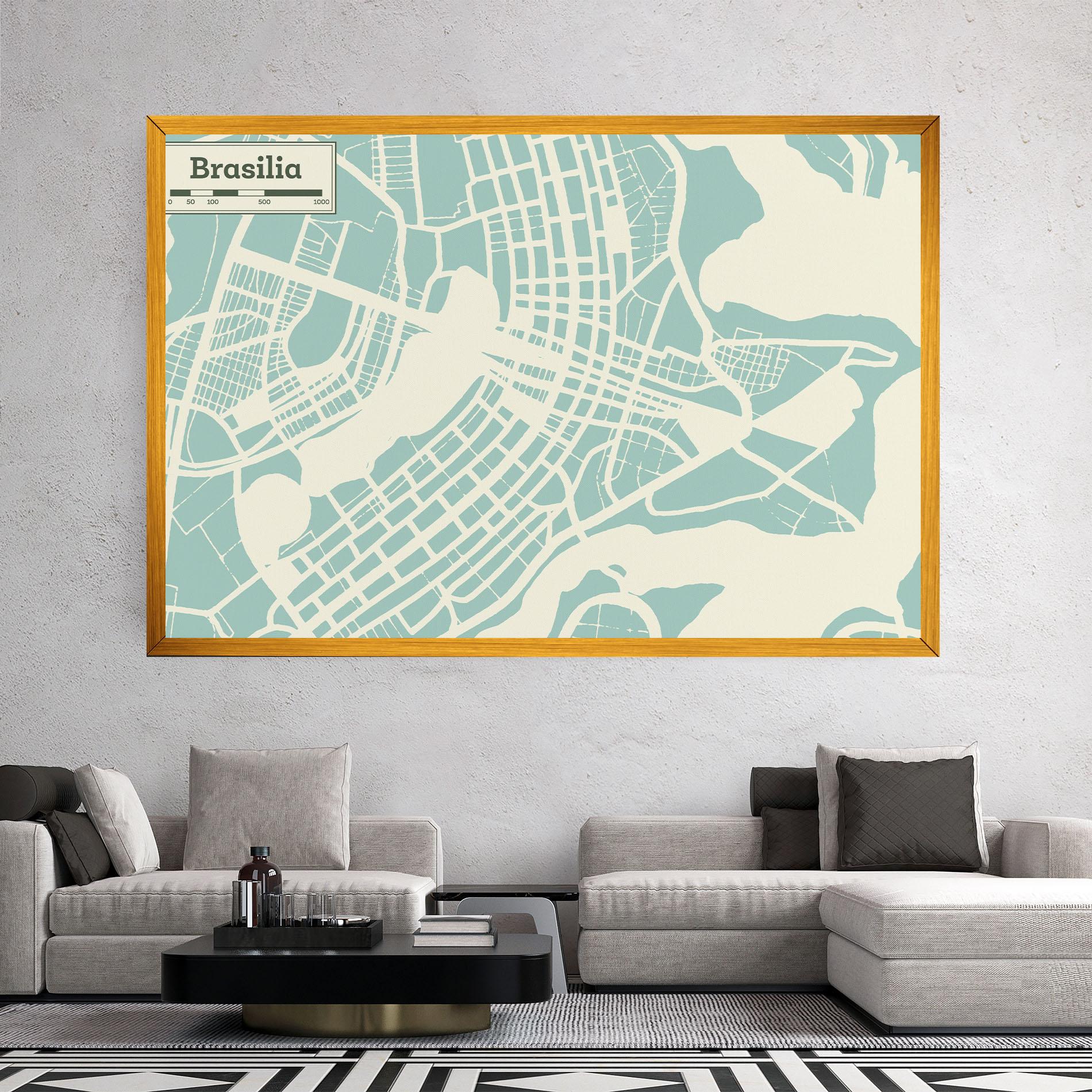 Leinwandbild Brasilia Map mockup 2
