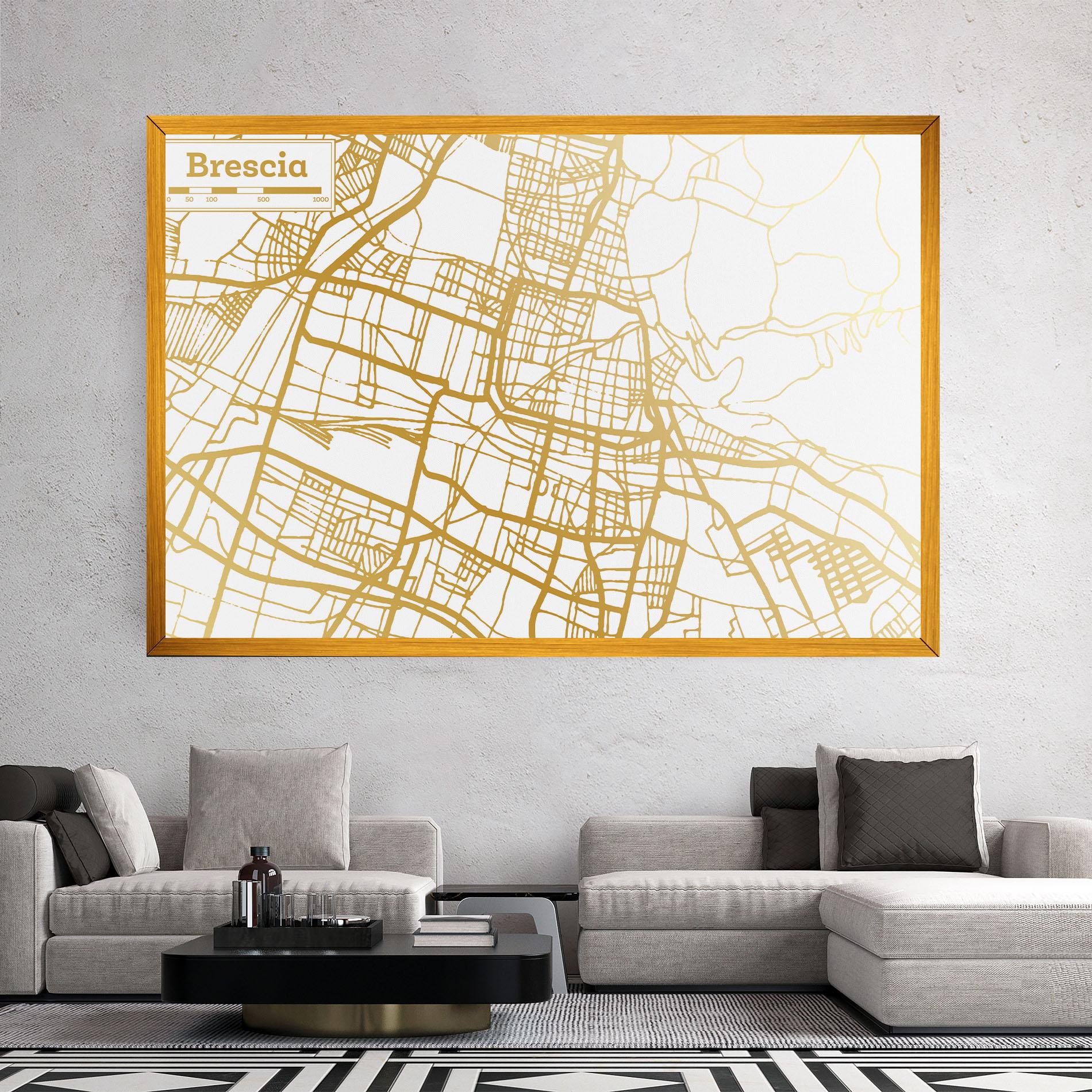 Leinwandbild Brescia Gold Map mockup 2
