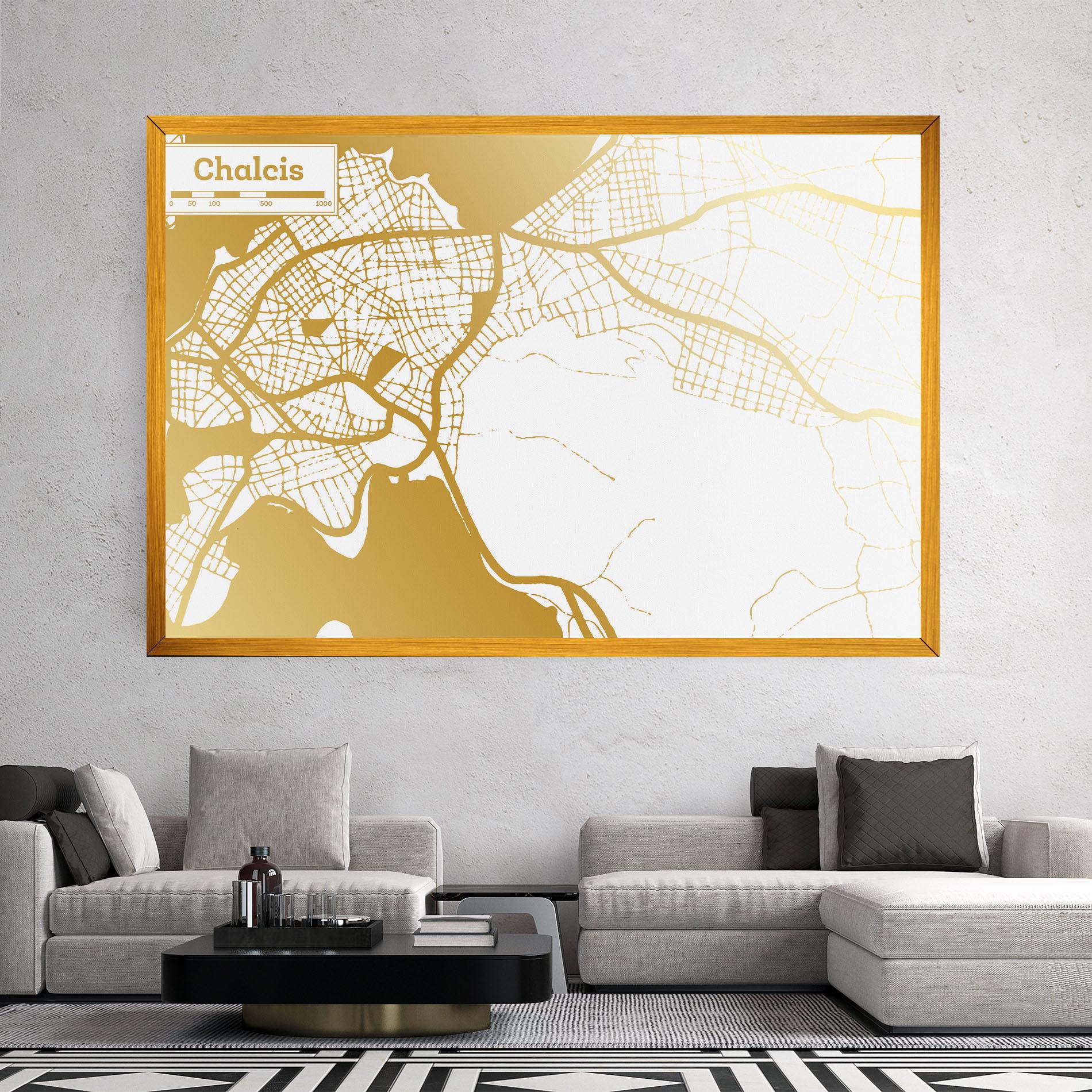 Leinwandbild Chalcis Gold Map mockup 2