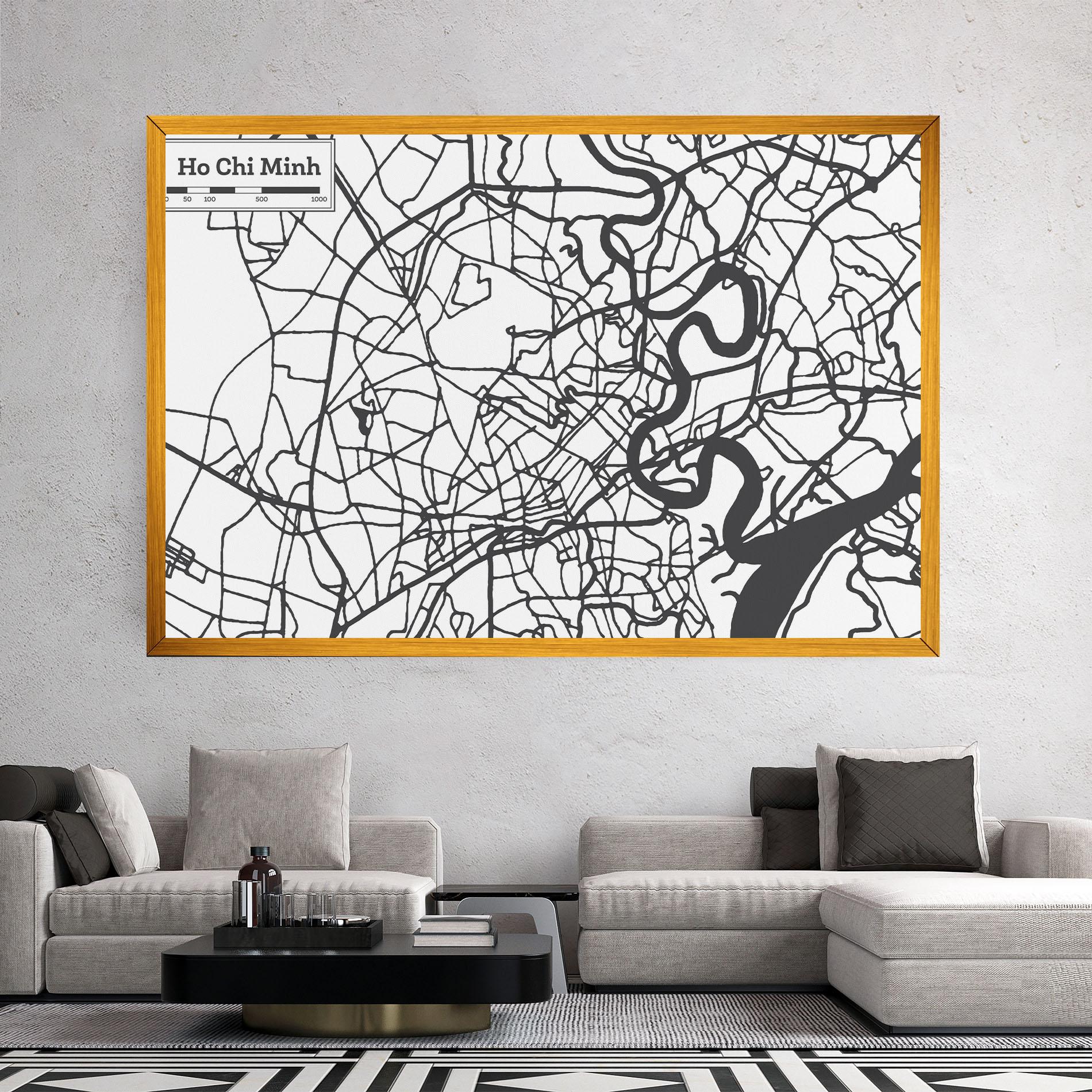Leinwandbild Ho Chi Minh Map mockup 2