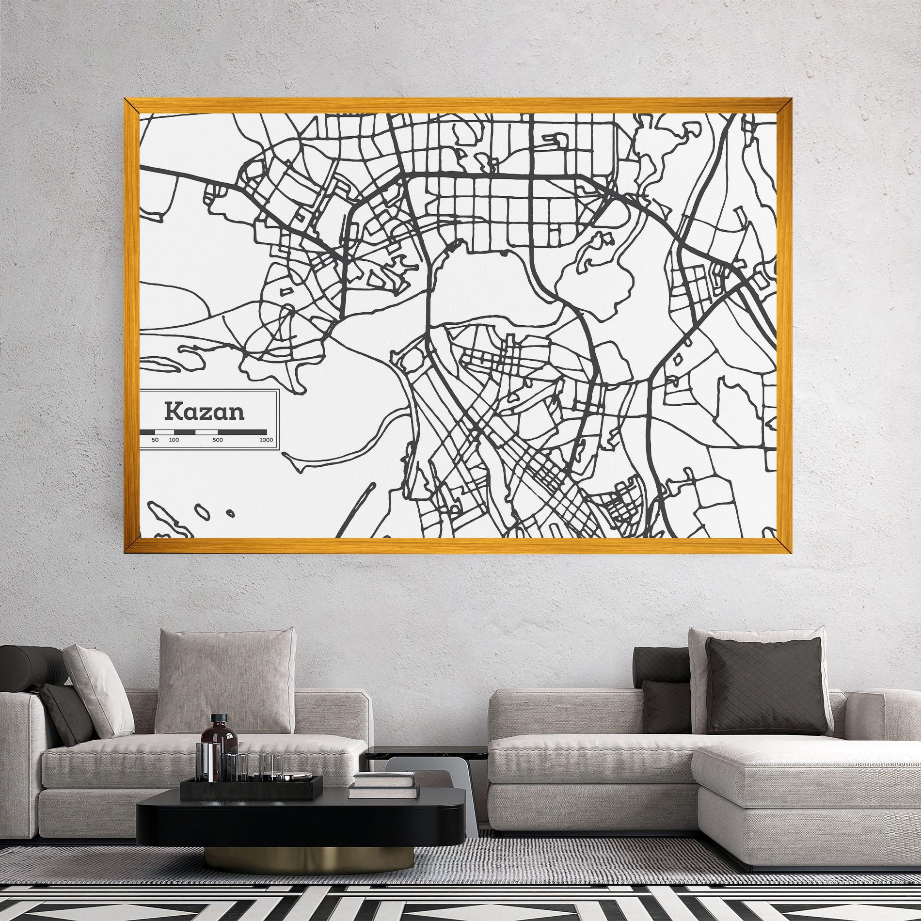 Leinwandbild Kazan Map mockup 2