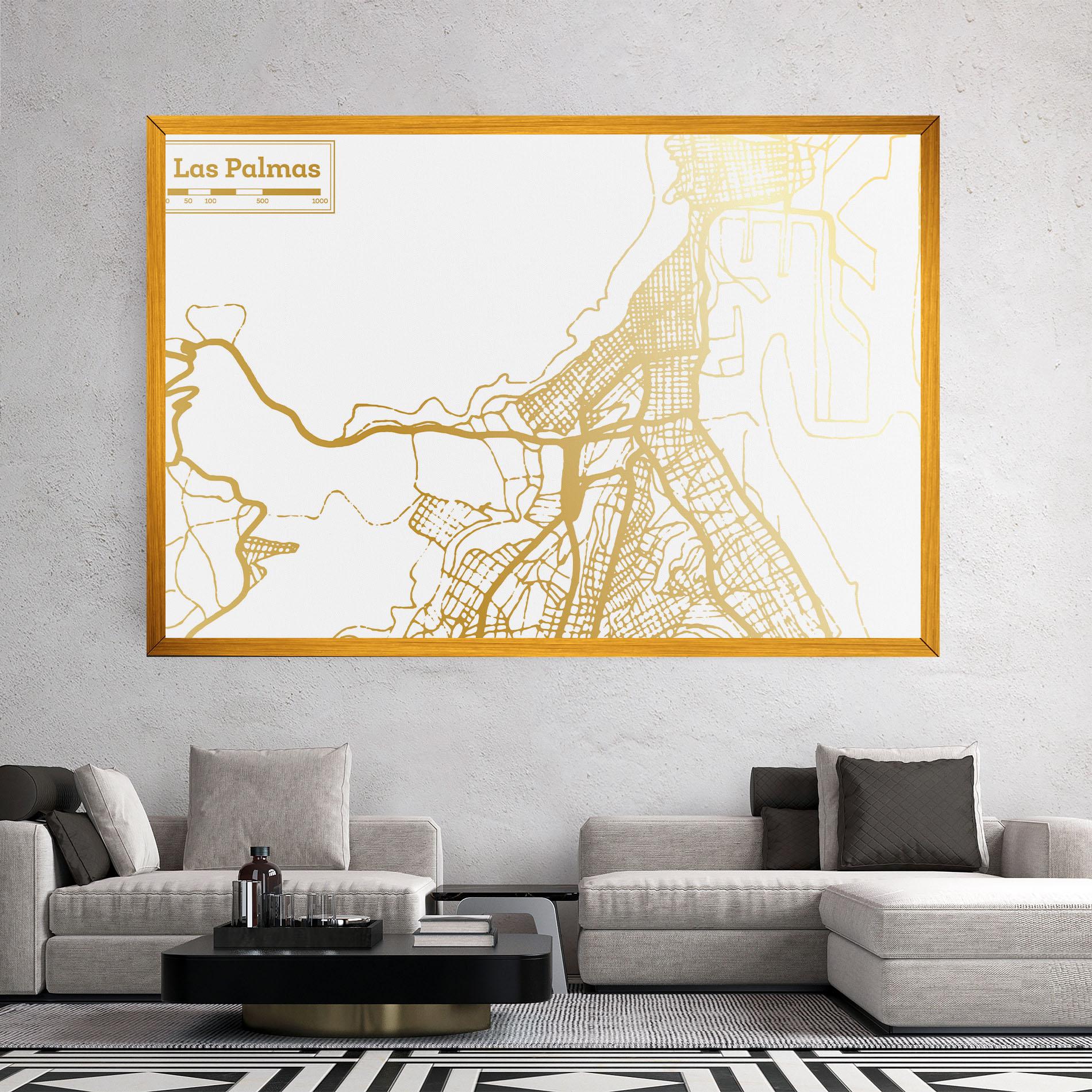 Leinwandbild Las Palmas Gold Map mockup 2