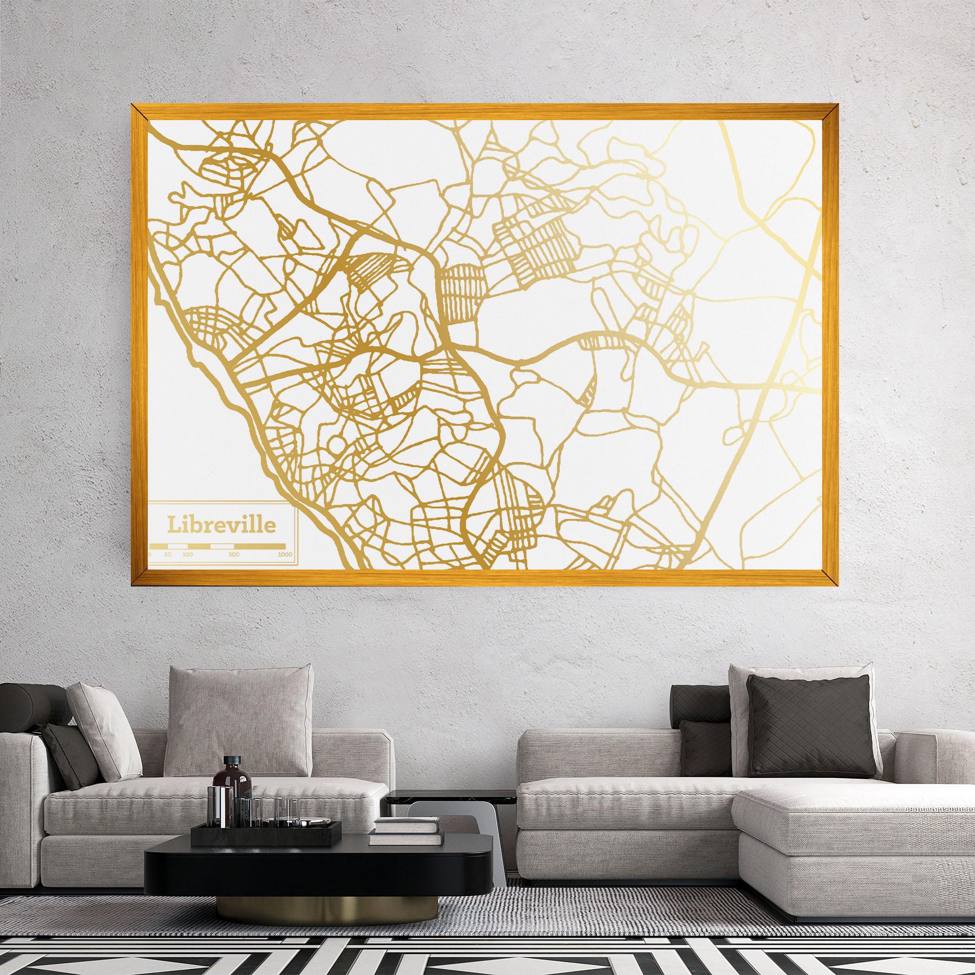 Leinwandbild Libreville Gold Map mockup 2