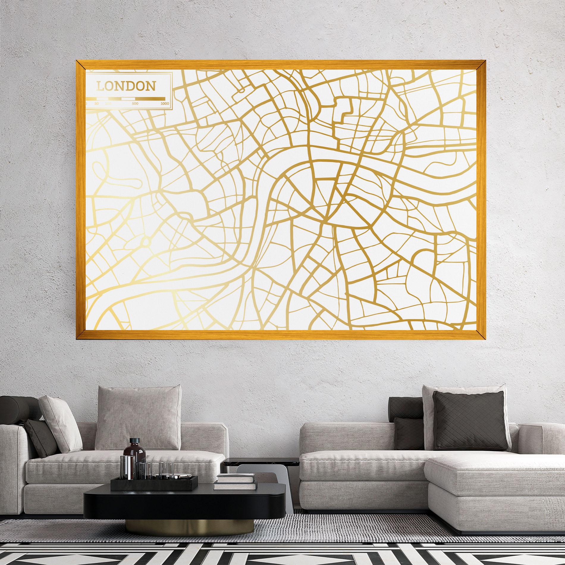 Leinwandbild London Gold Map mockup 2