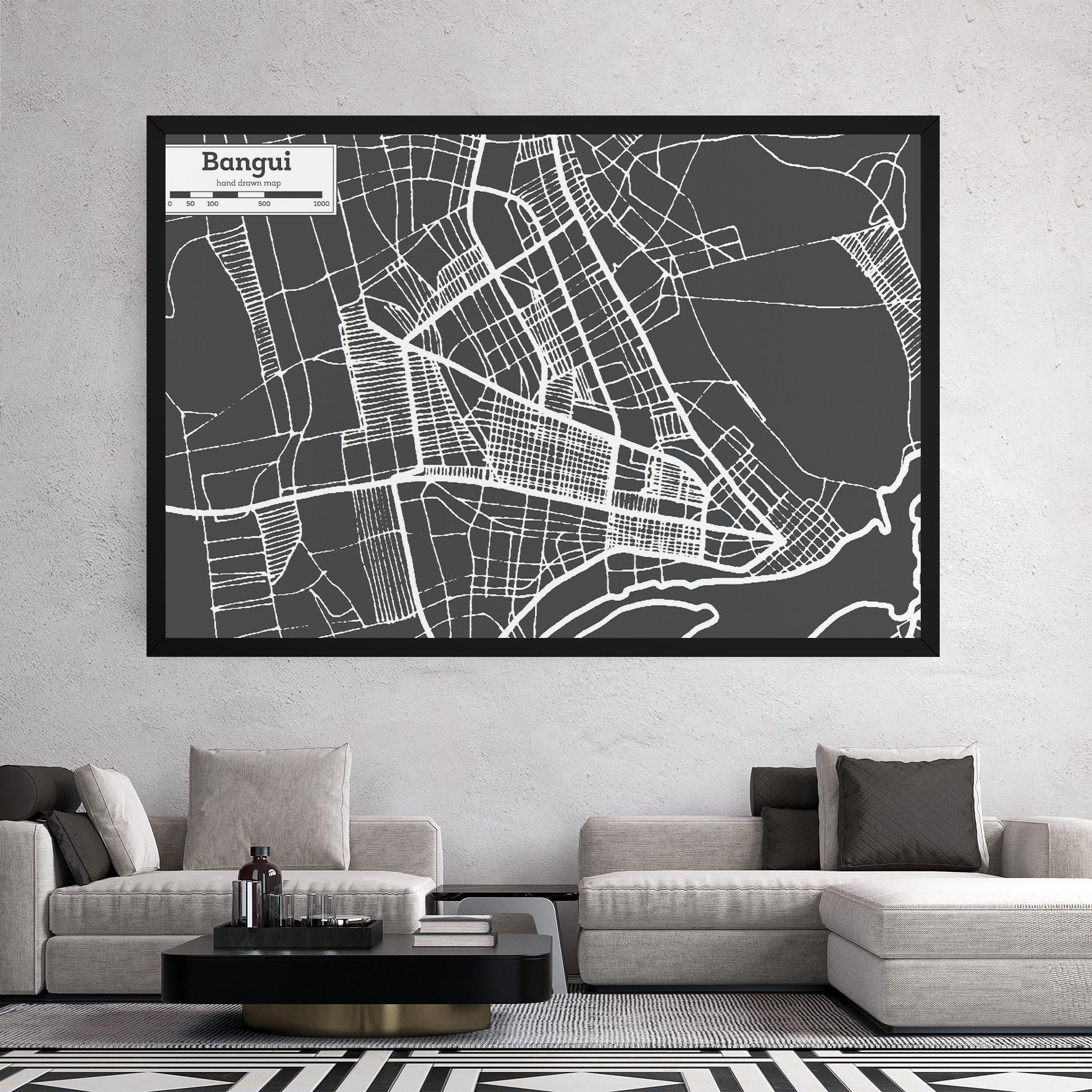 Leinwandbild Bangui Map mockup 2