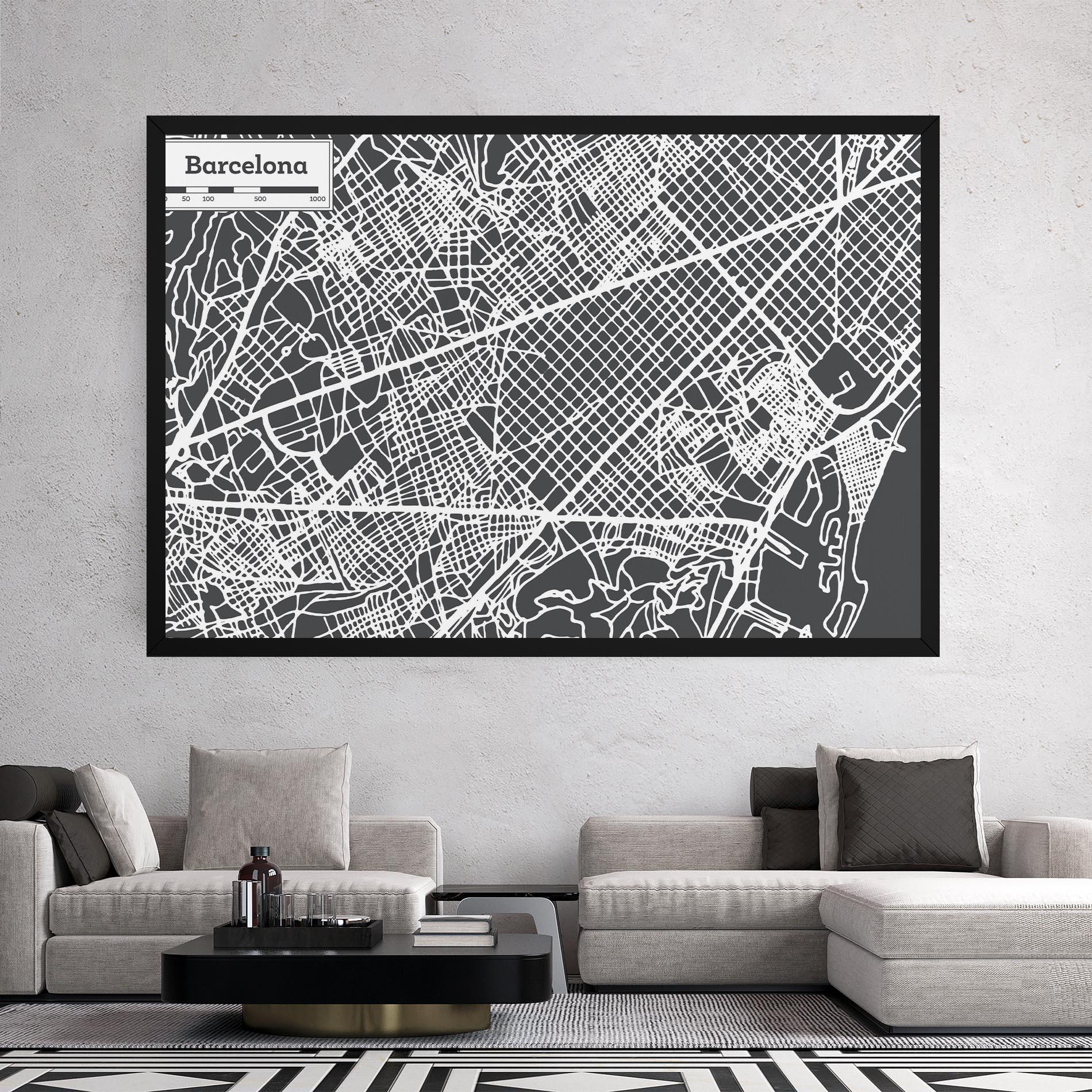 Leinwandbild Barcelona Map mockup 2