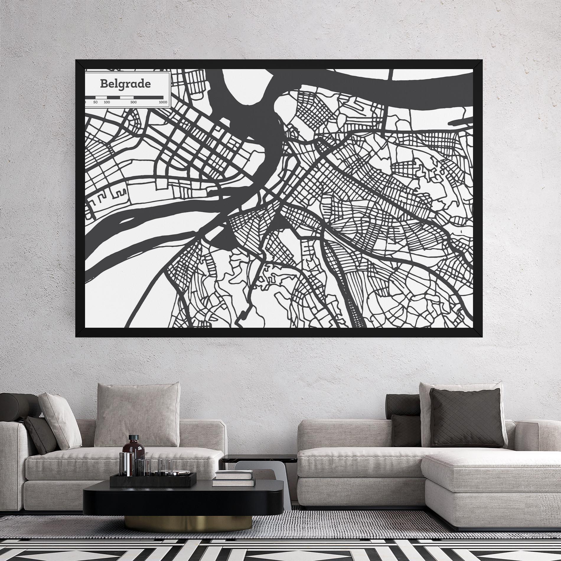 Leinwandbild Belgrade Map mockup 2