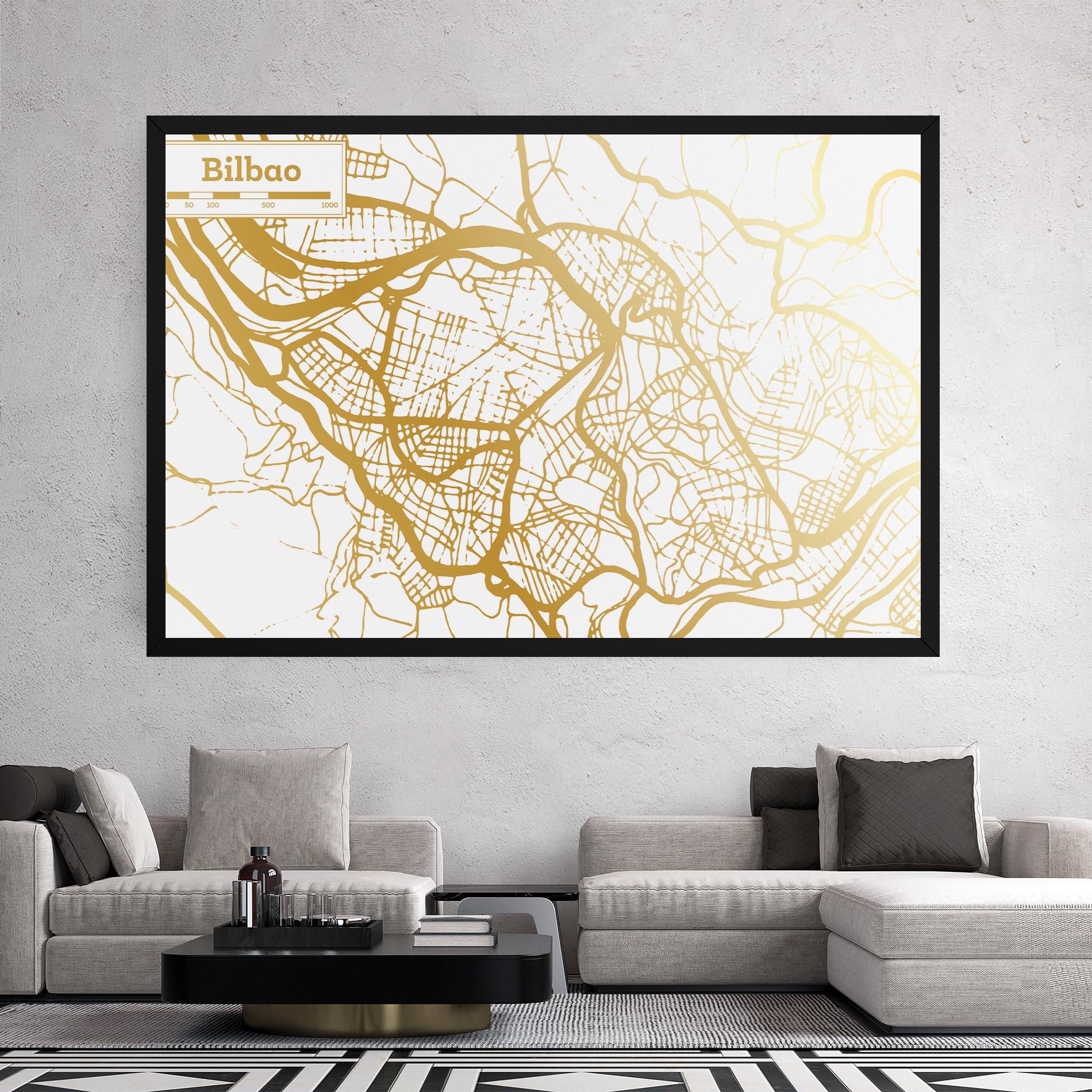 Leinwandbild Bilbao Gold Map mockup 2