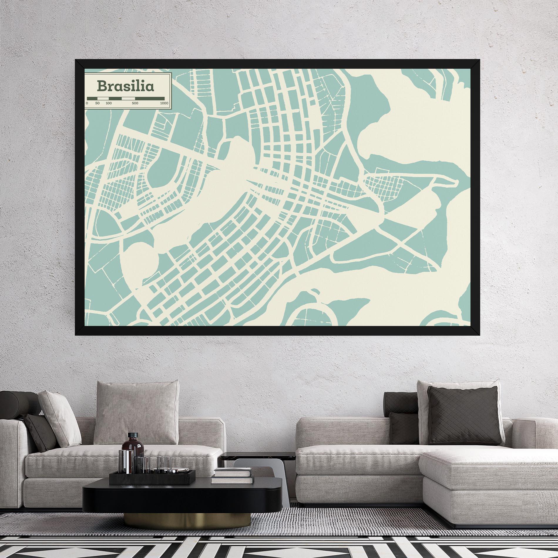 Leinwandbild Brasilia Map mockup 2
