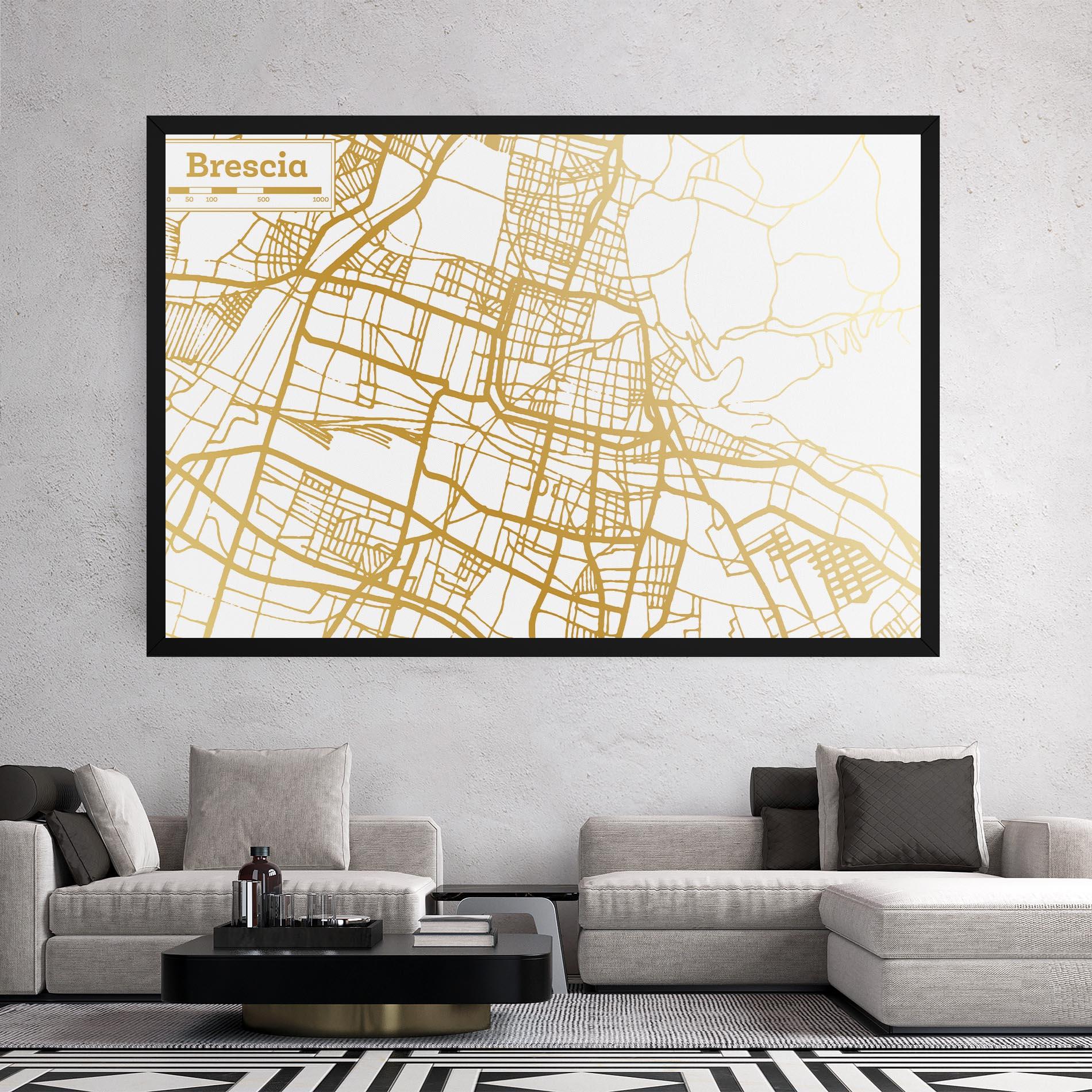Leinwandbild Brescia Gold Map mockup 2