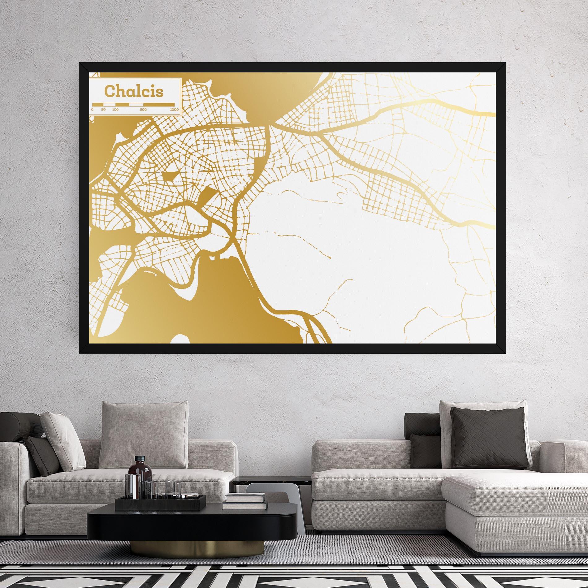 Leinwandbild Chalcis Gold Map mockup 2