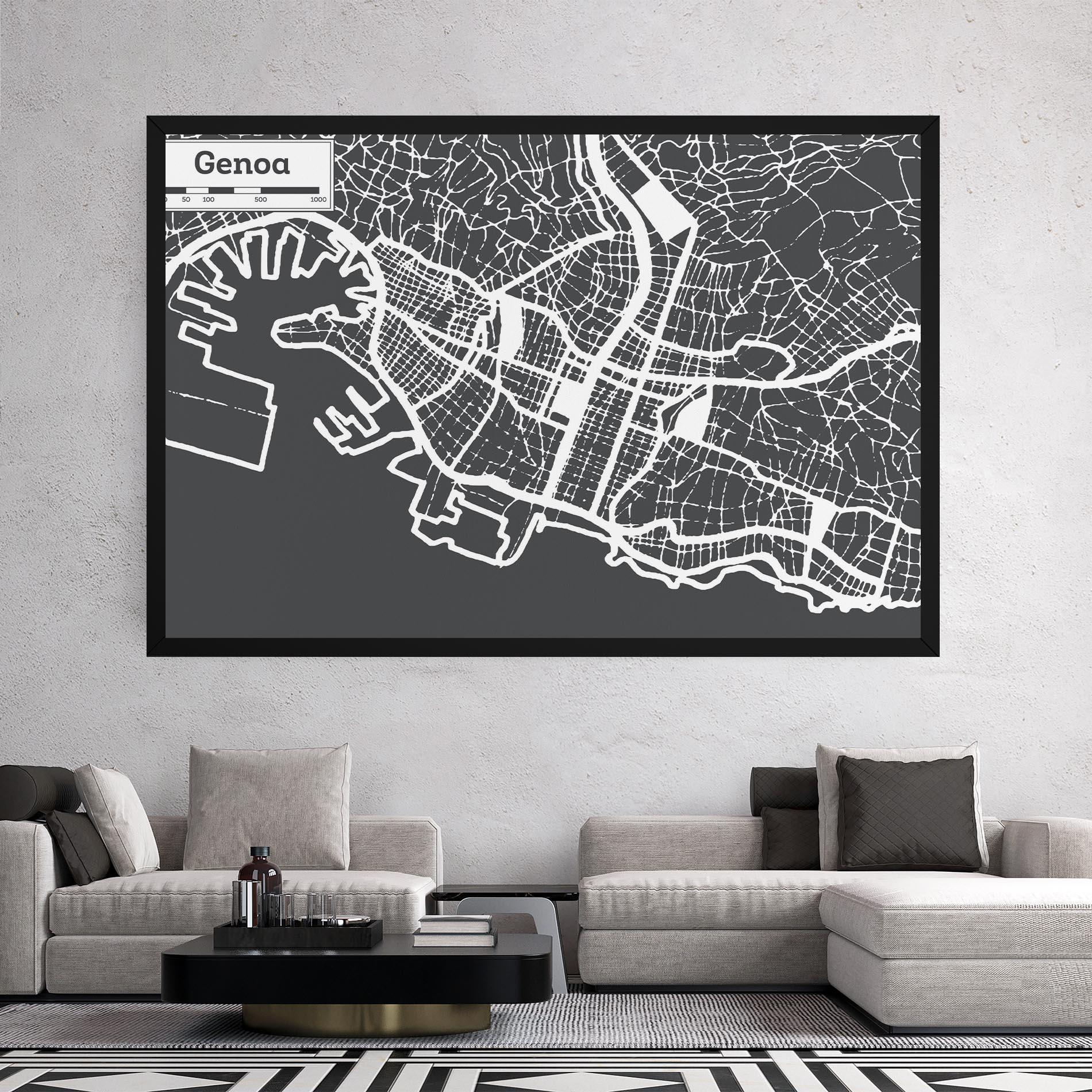 Leinwandbild Genoa Map mockup 2