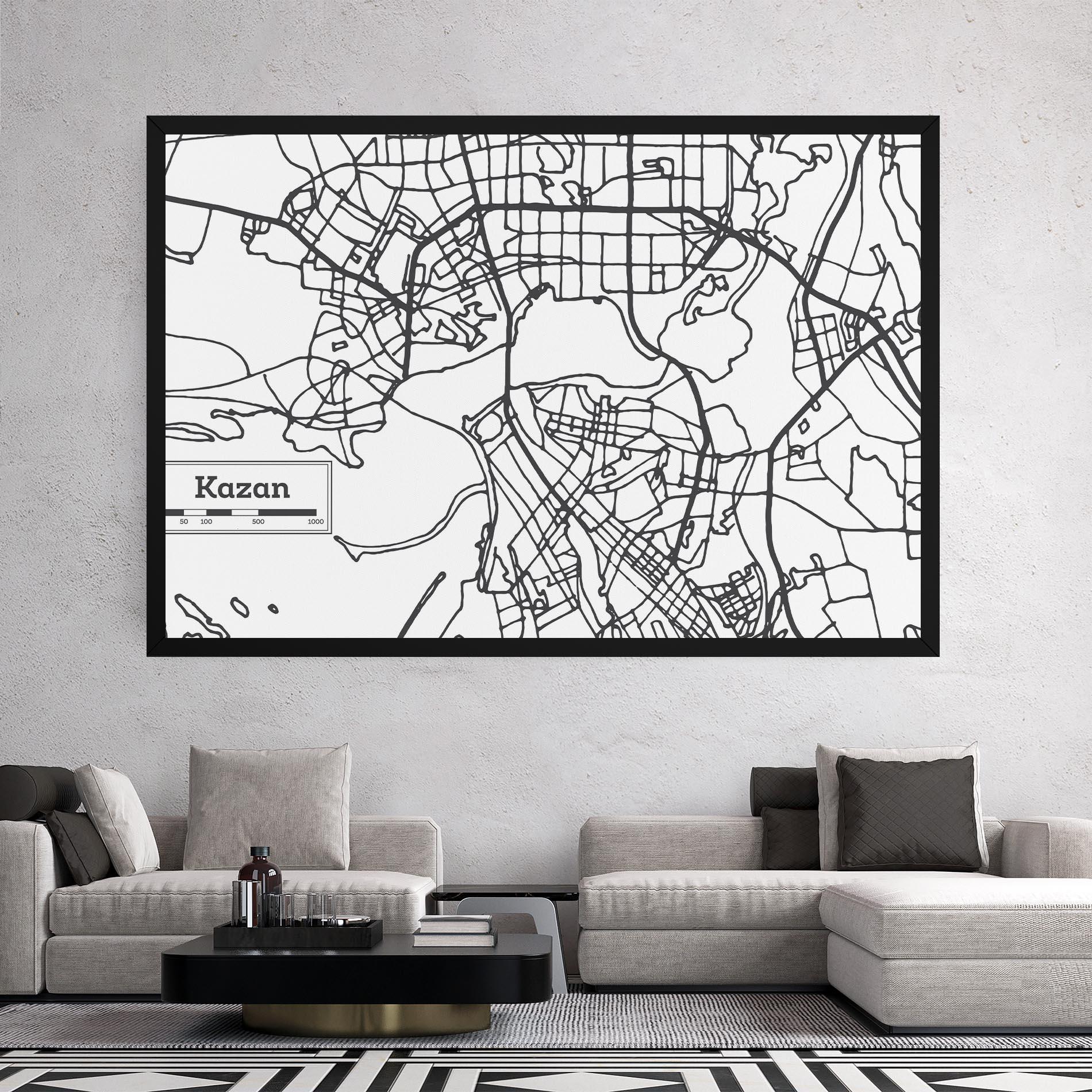 Leinwandbild Kazan Map mockup 2