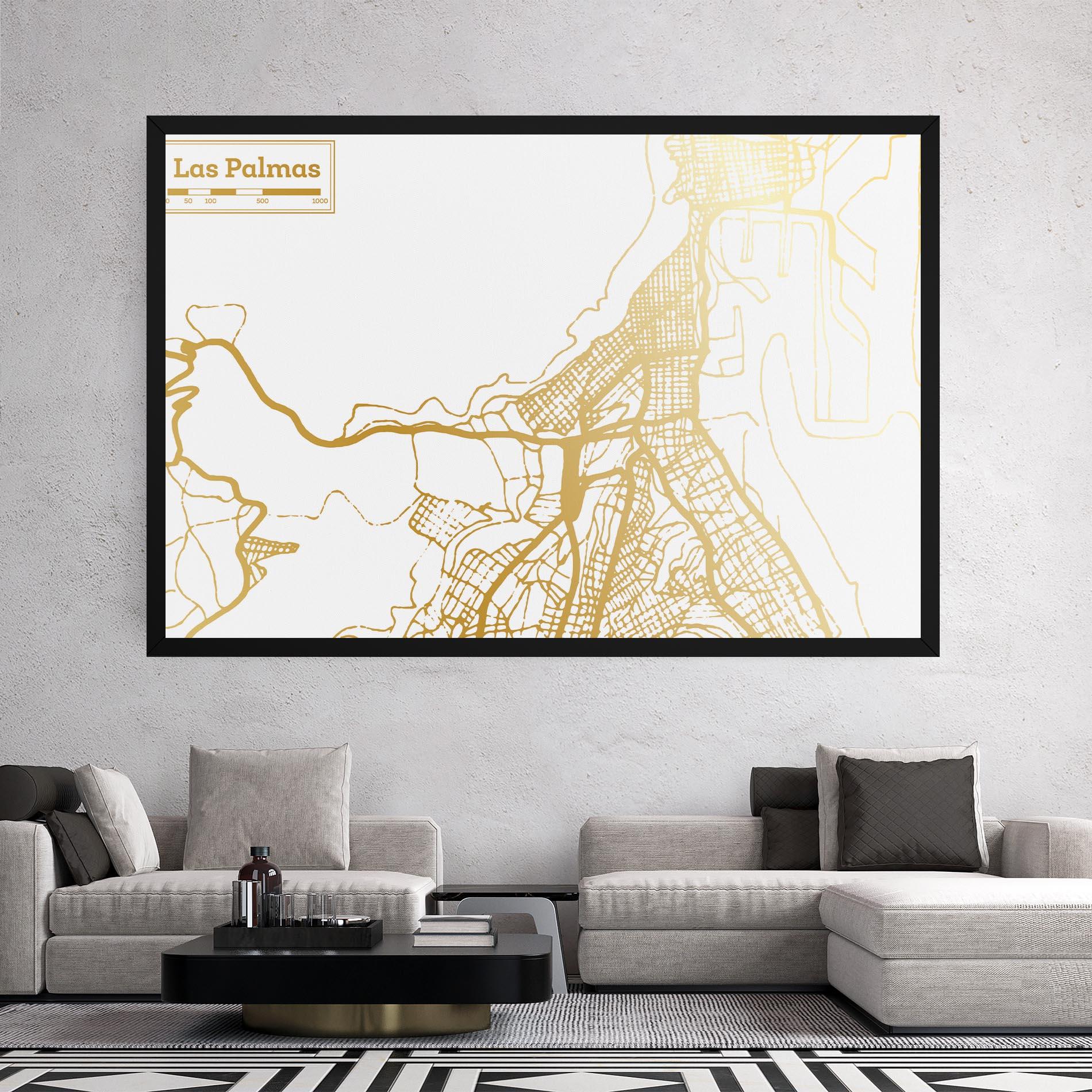 Leinwandbild Las Palmas Gold Map mockup 2