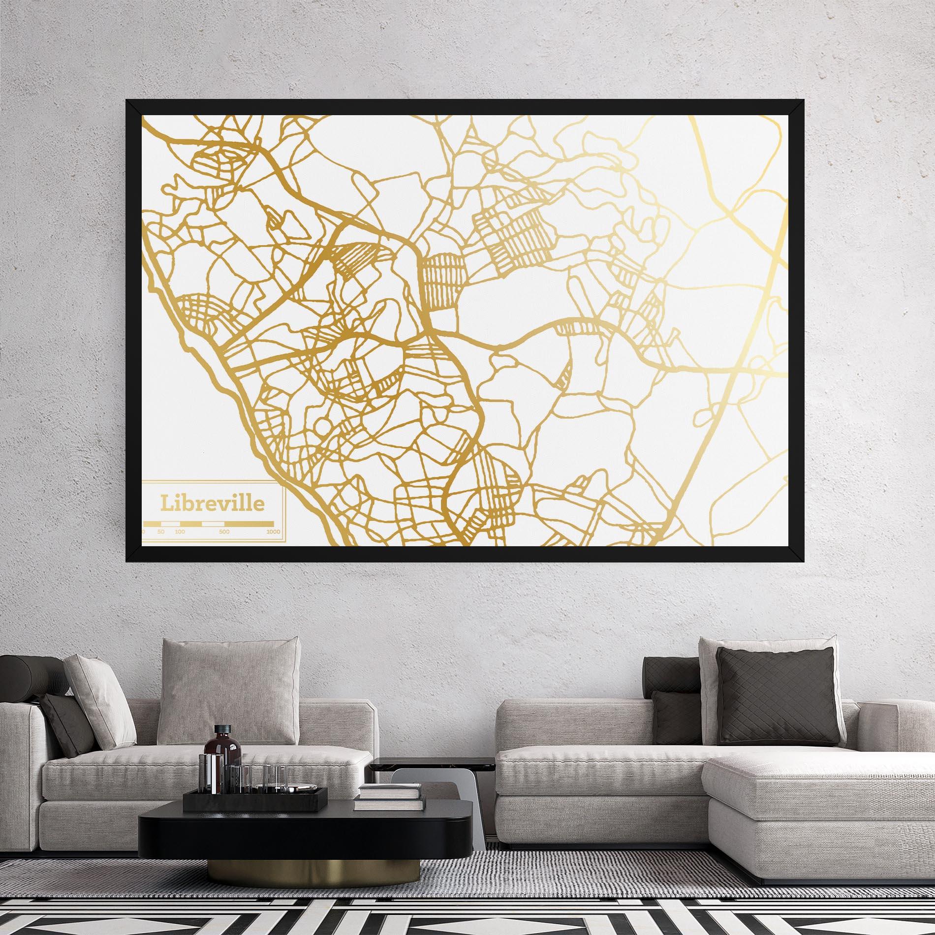 Leinwandbild Libreville Gold Map mockup 2