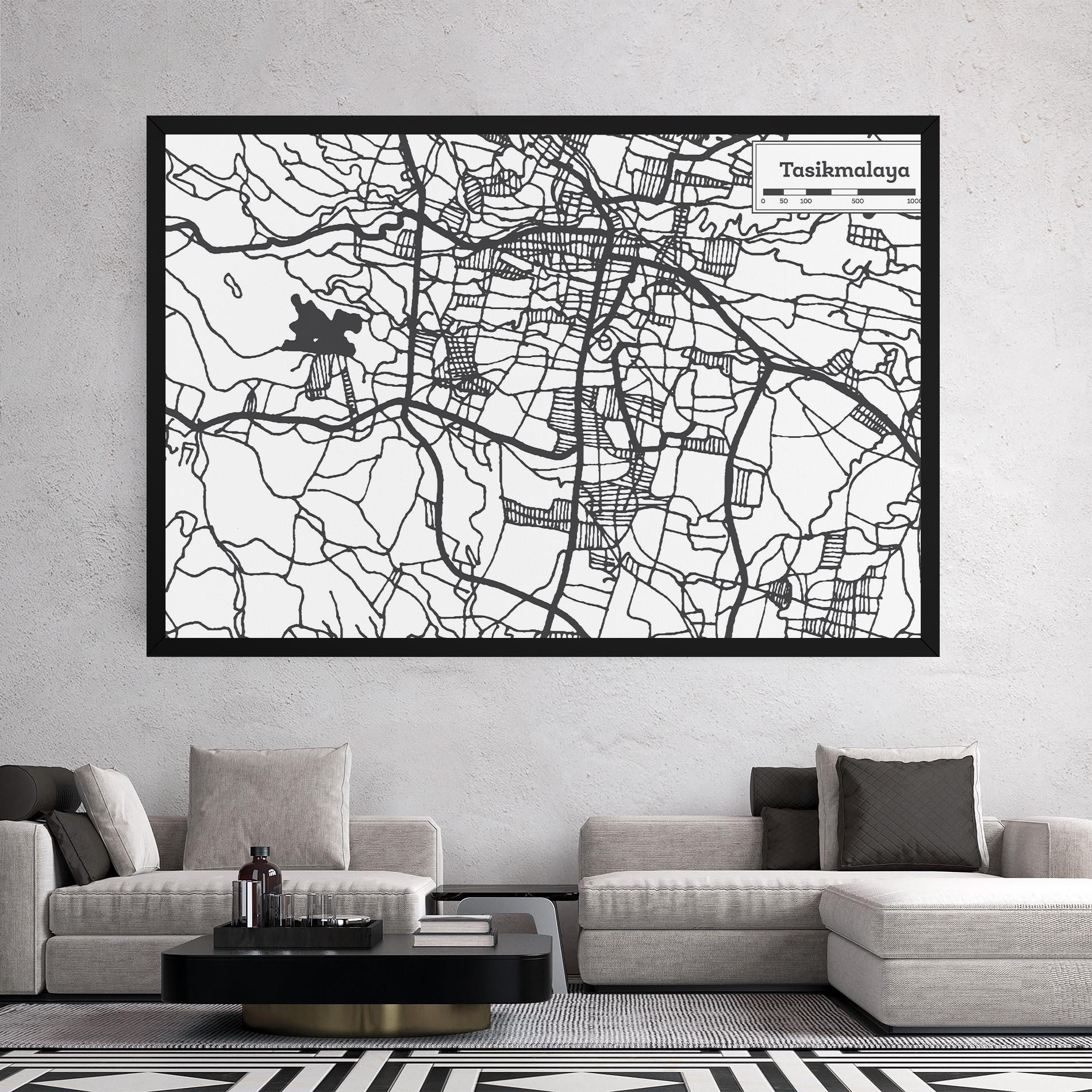 Leinwandbild Tasikmalaya Map mockup 2