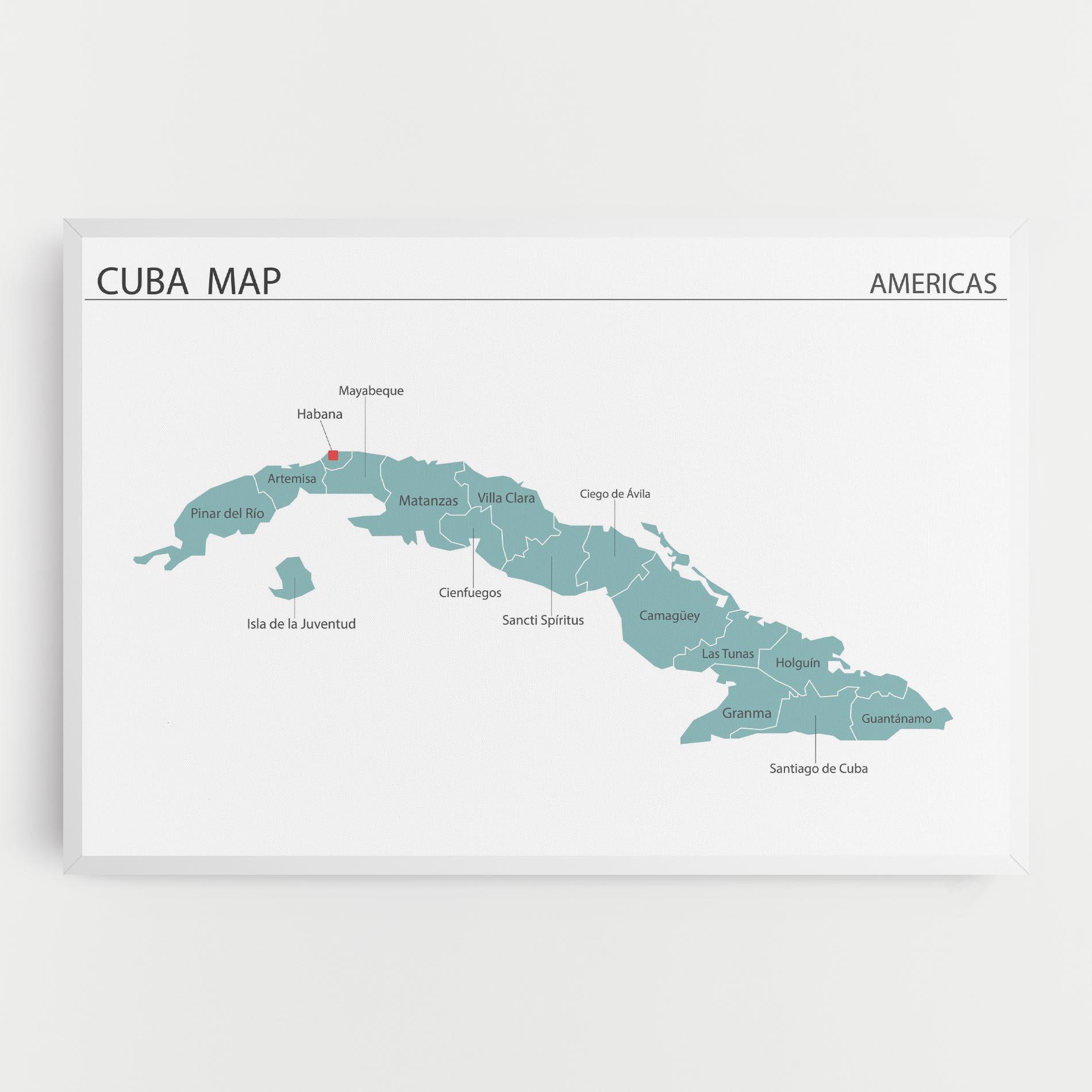 Leinwandbild Cuba Map mockup 0
