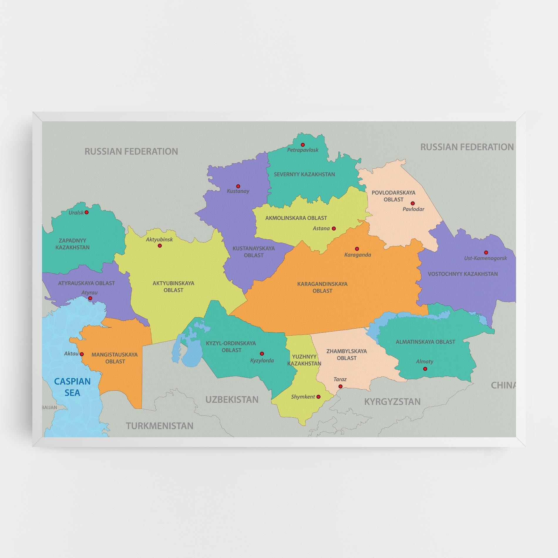 Leinwandbild Kazakhstan Color Map mockup 0