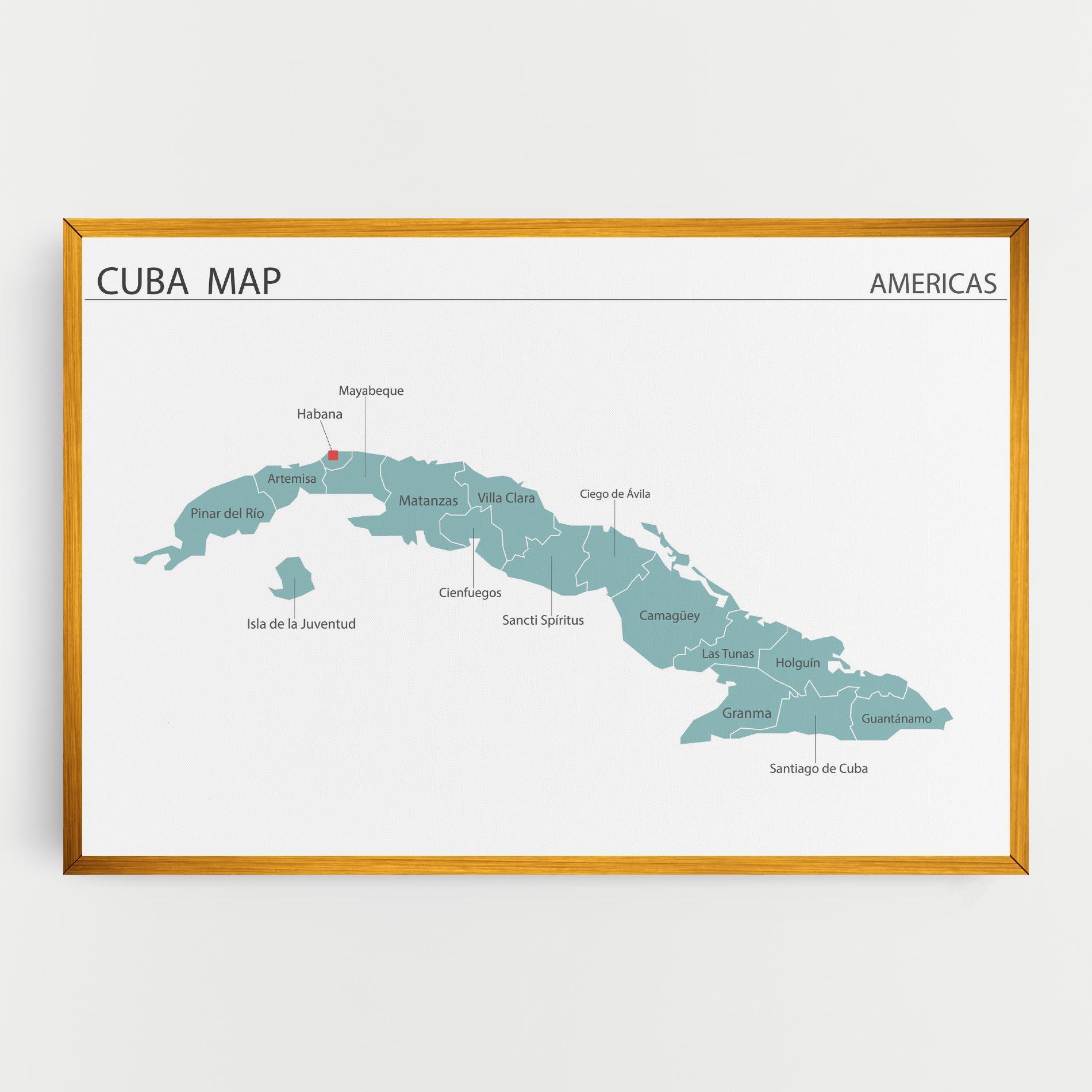 Leinwandbild Cuba Map mockup 0