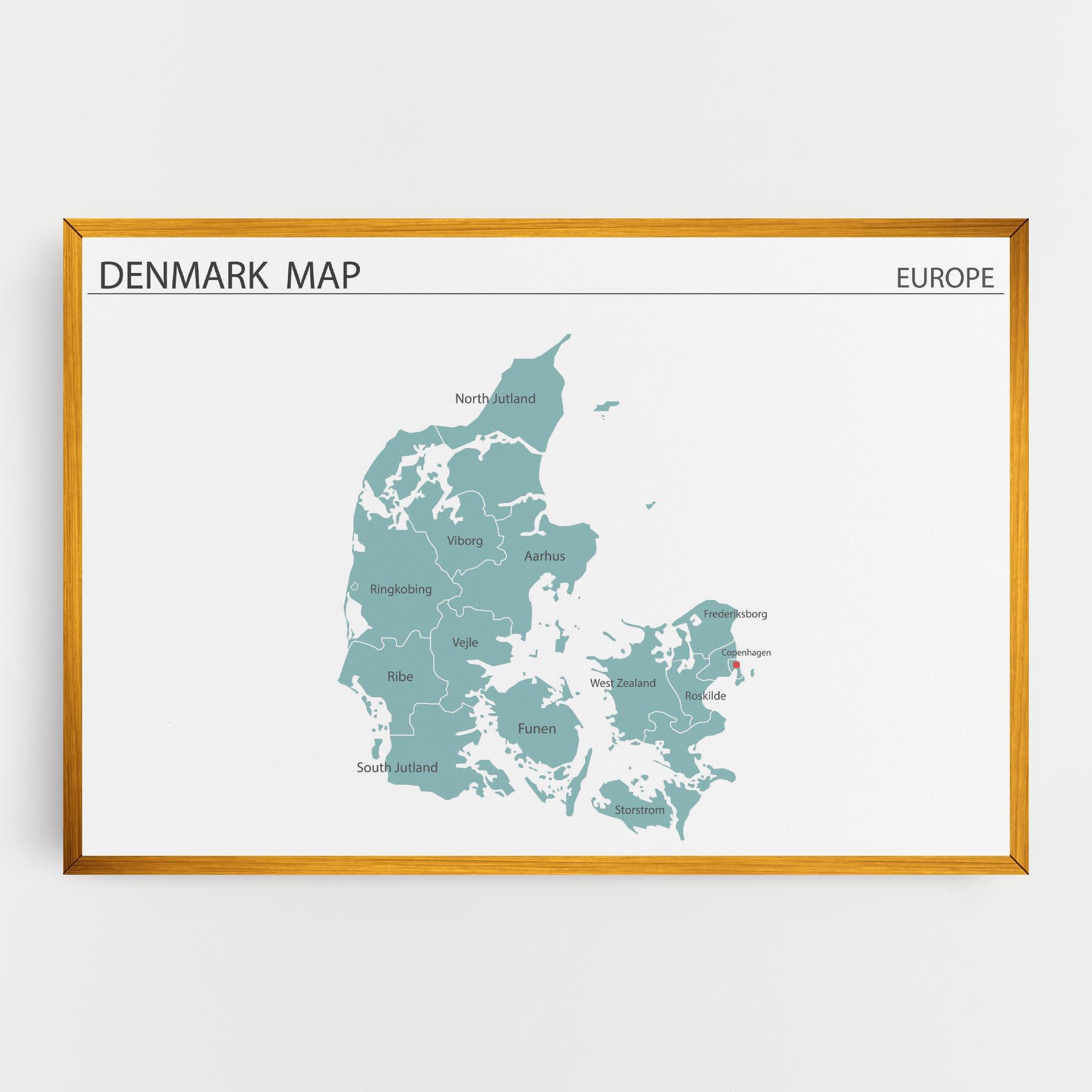 Leinwandbild Denmark Map mockup 0