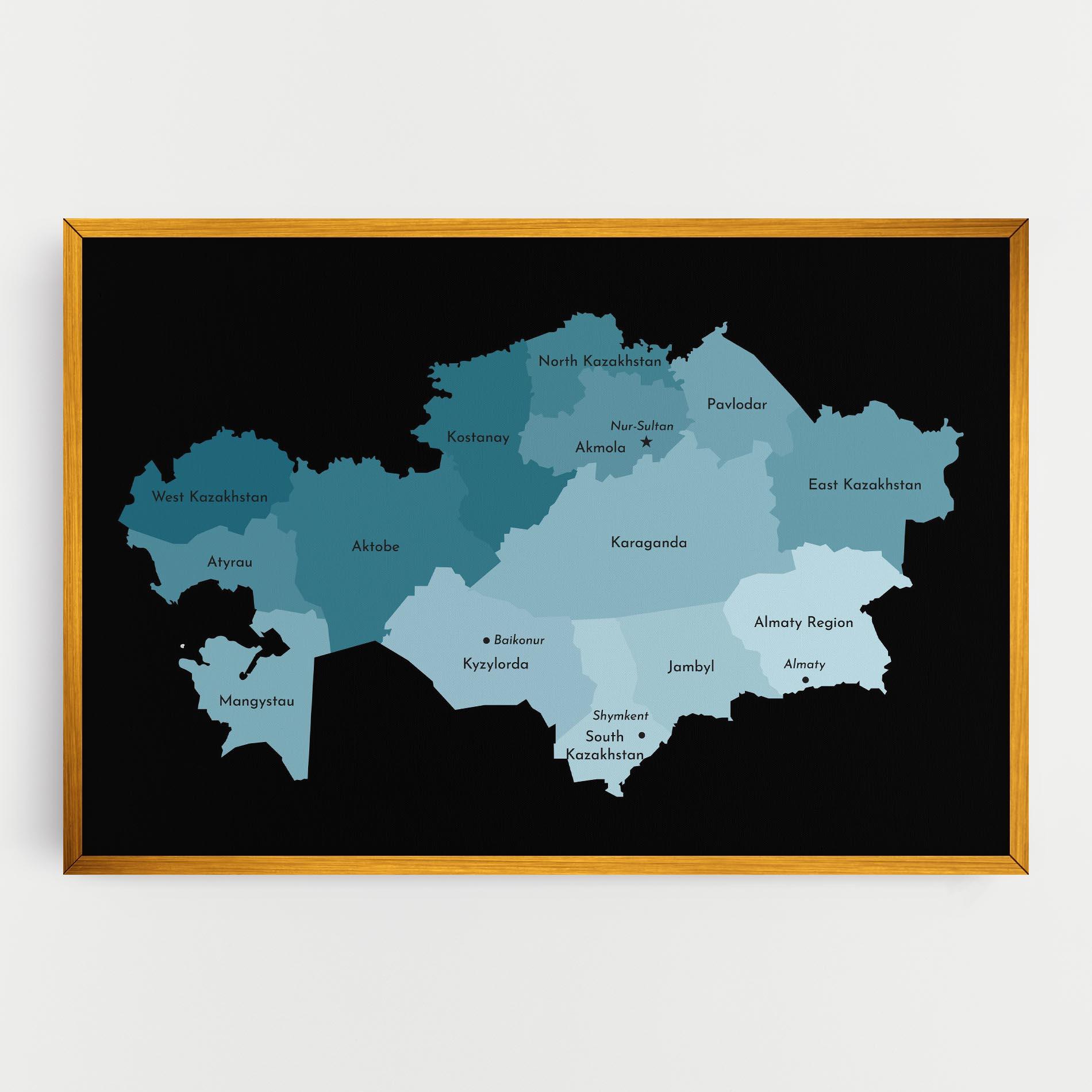 Leinwandbild Kazahstan Blue Map mockup 0