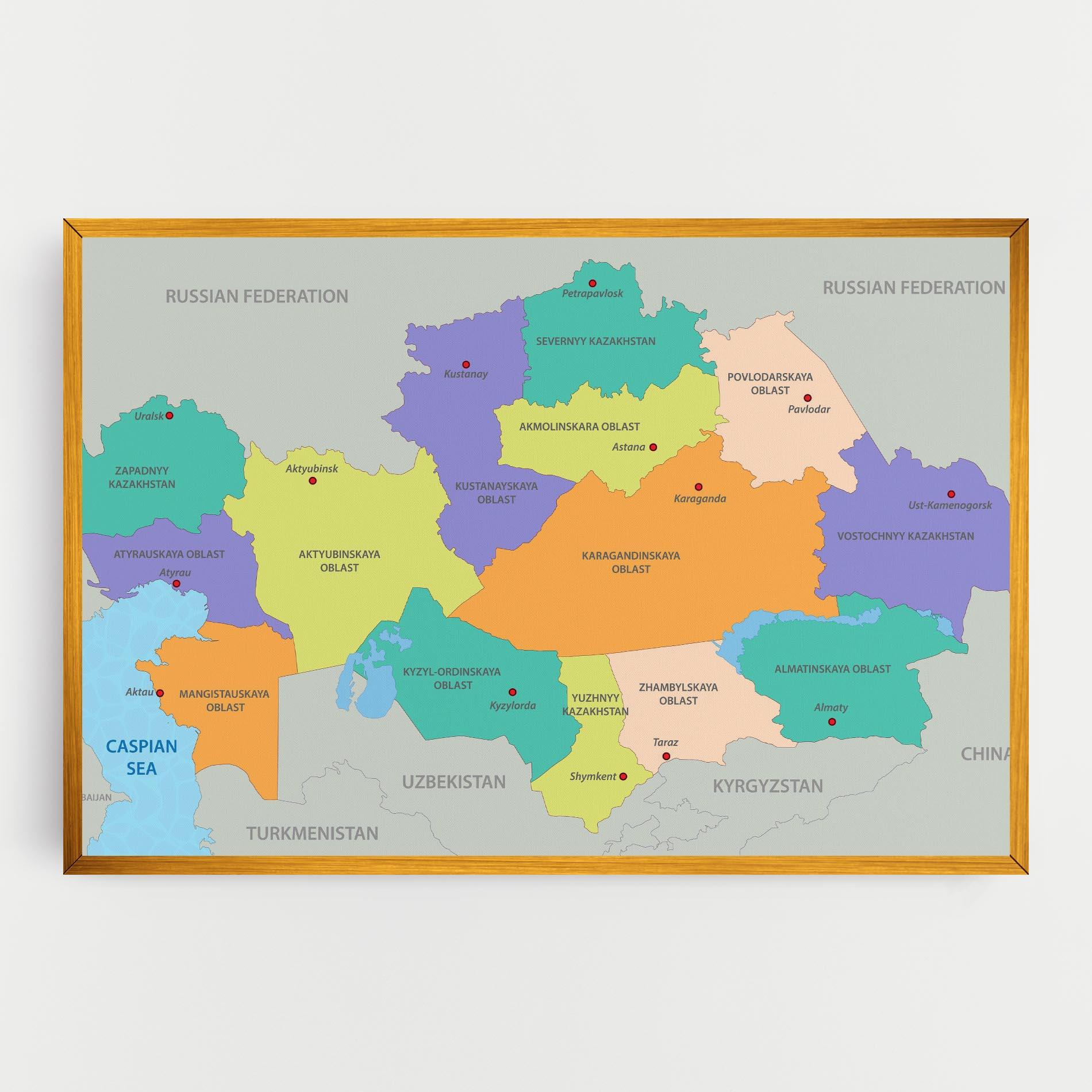 Leinwandbild Kazakhstan Color Map mockup 0
