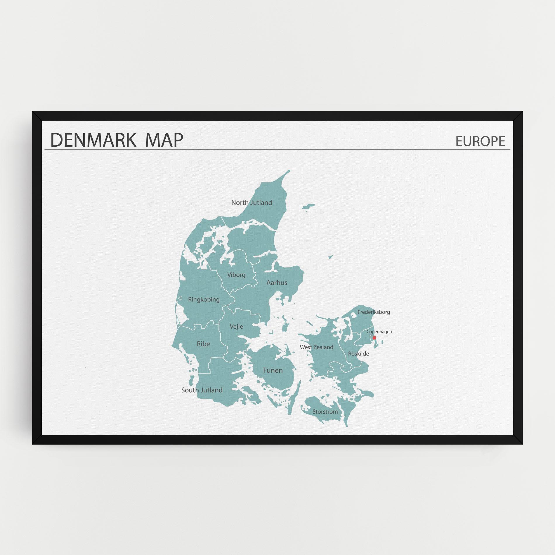 Leinwandbild Denmark Map mockup 0