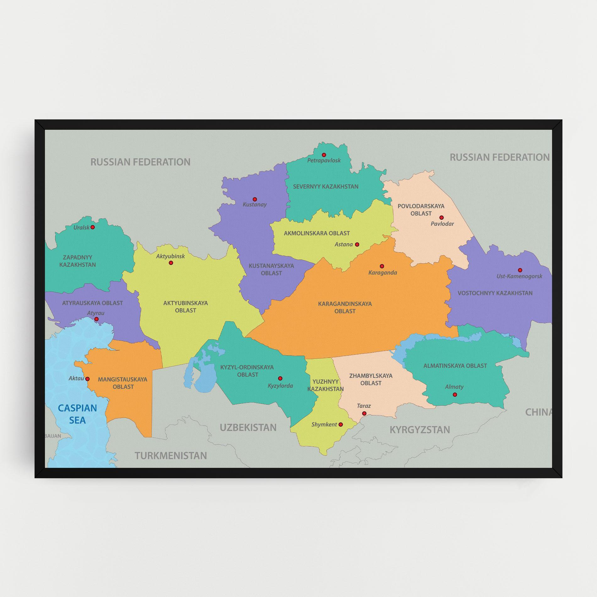 Leinwandbild Kazakhstan Color Map mockup 0