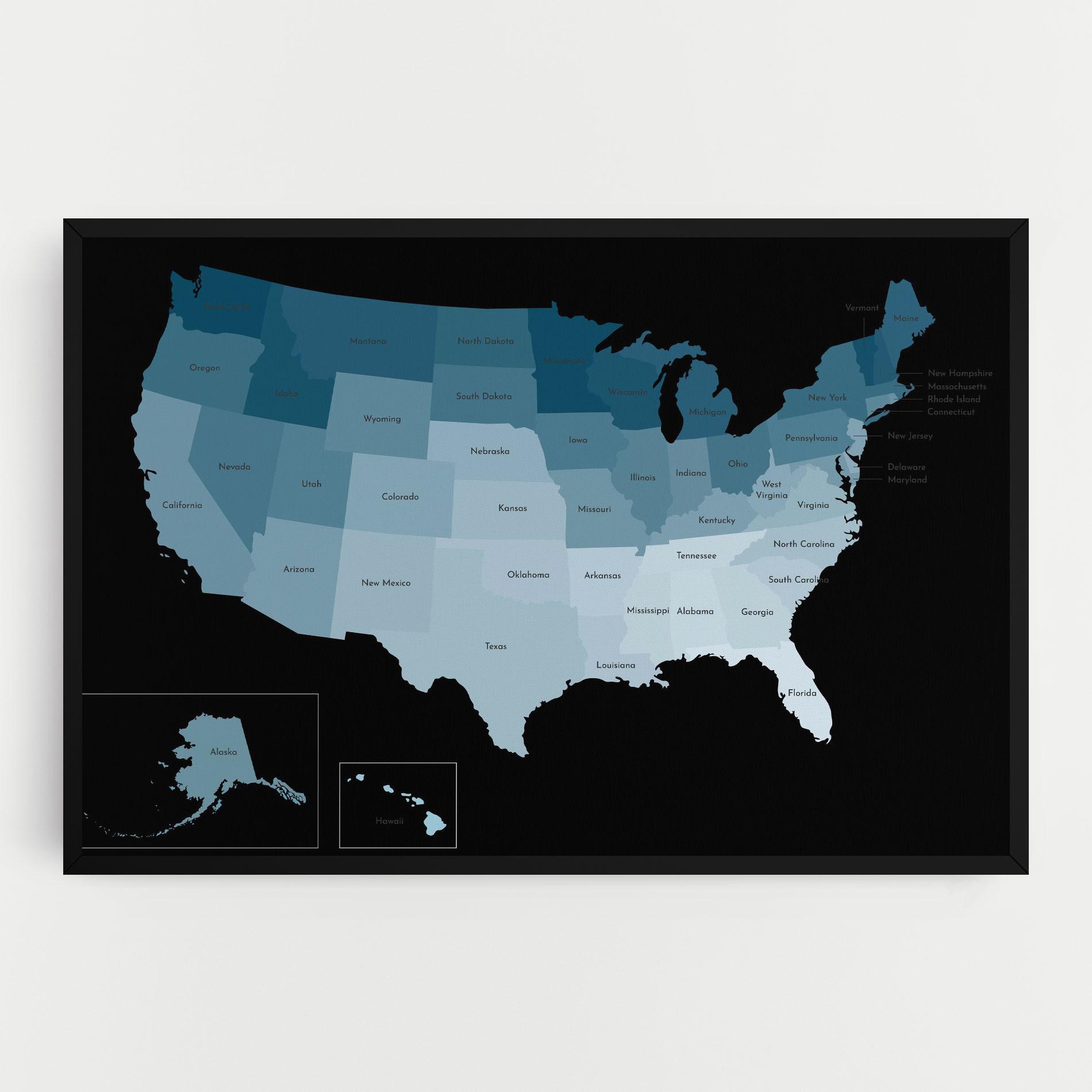 Leinwandbild Sua Blue Map mockup 0