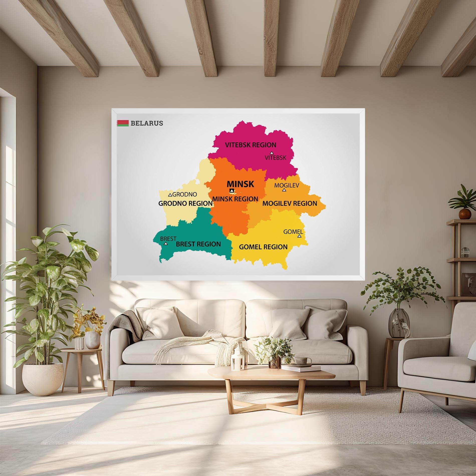 Leinwandbild Belarus Color Map mockup 6